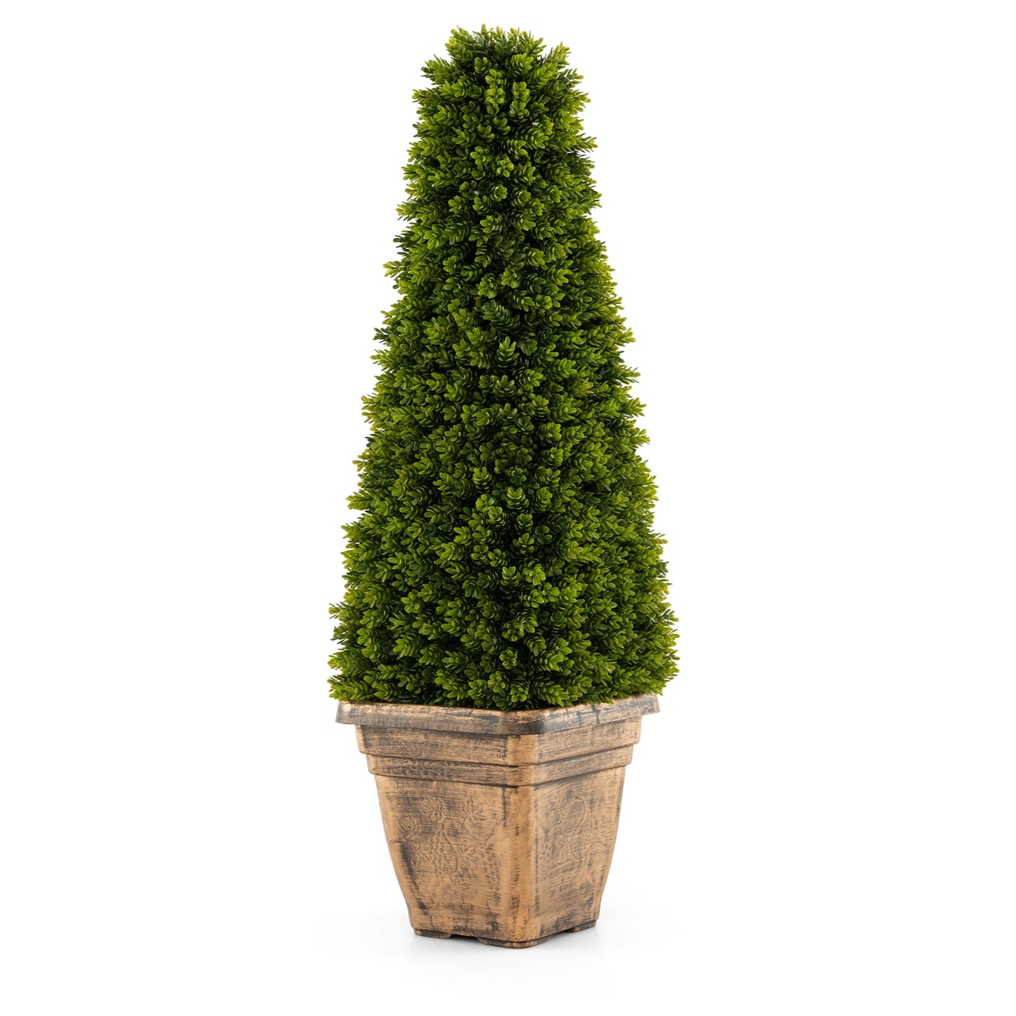 3 Foot Artificial Boxwood Cone Topiary Tree with Cement Base