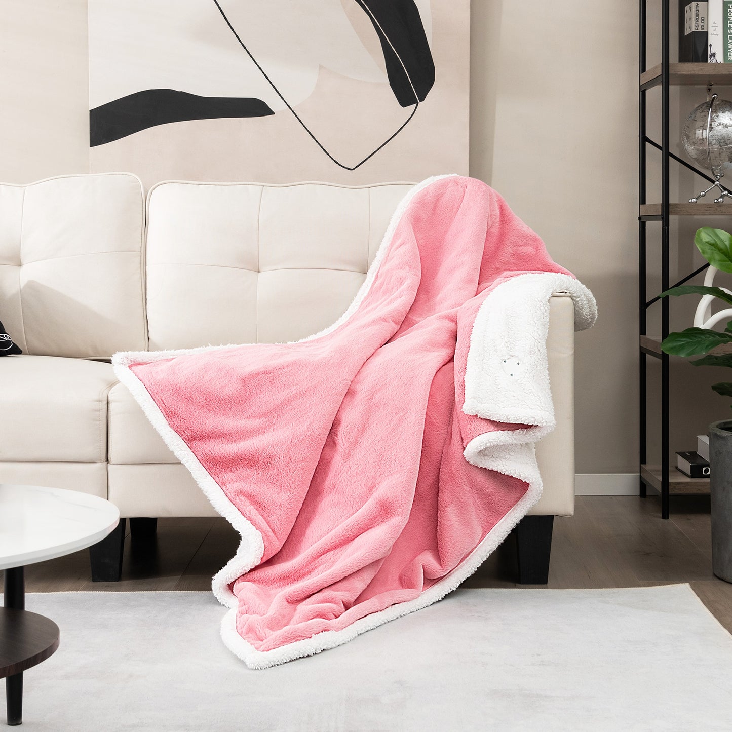 Reversible Electric Heated Blanket Throw with 10 Heat Settings & Auto Shut-Off - Pink