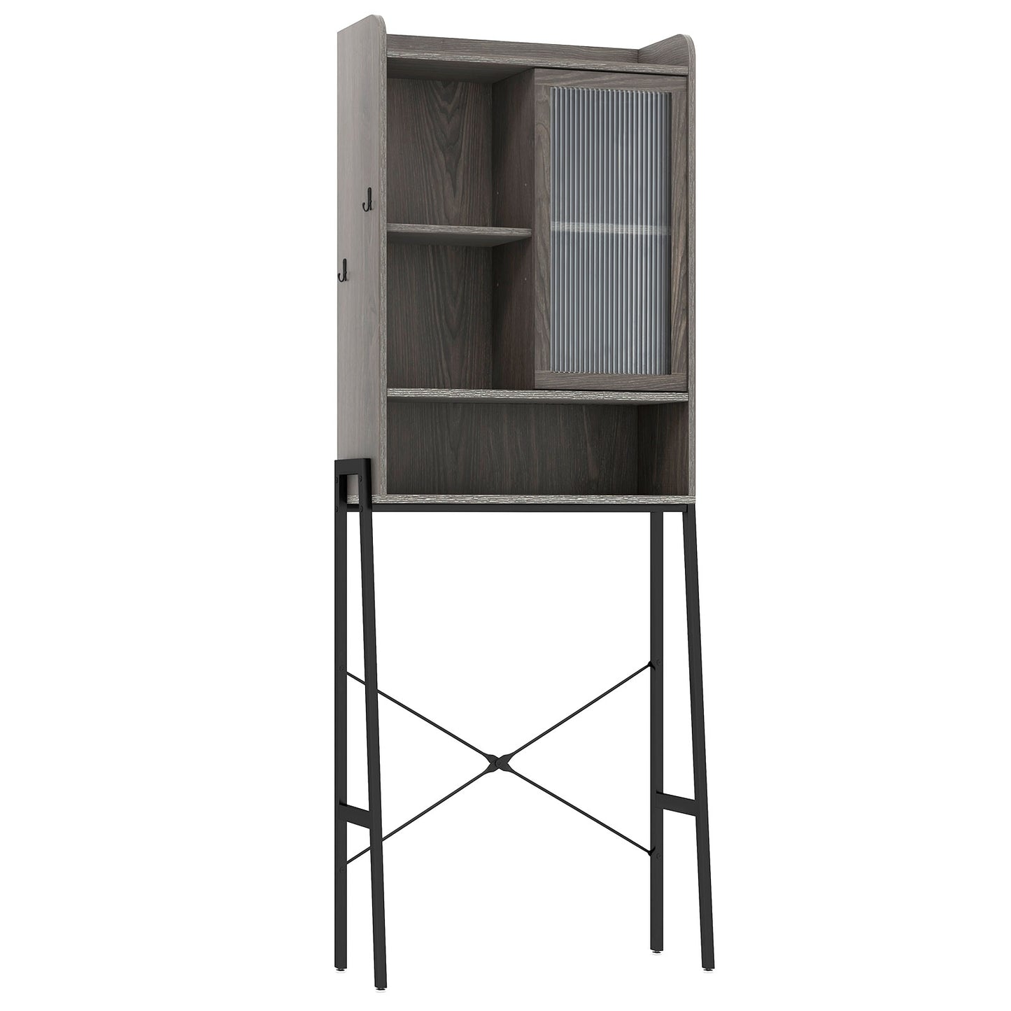 Sliding Acrylic Door Over-the-Toilet Storage with Adjustable Shelves