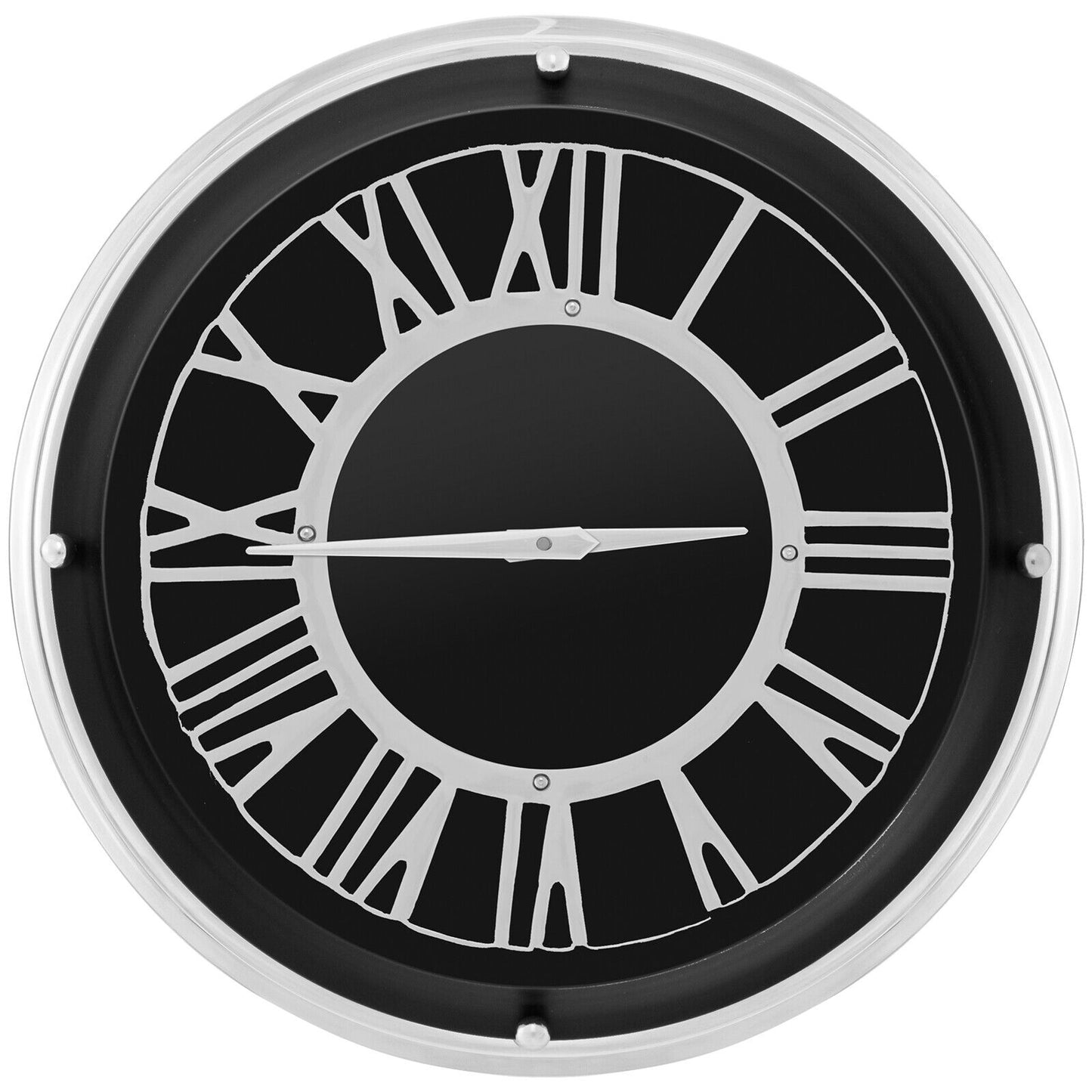17.5 Inch Silent Quartz Wall Clock with Elegant Silver Frame