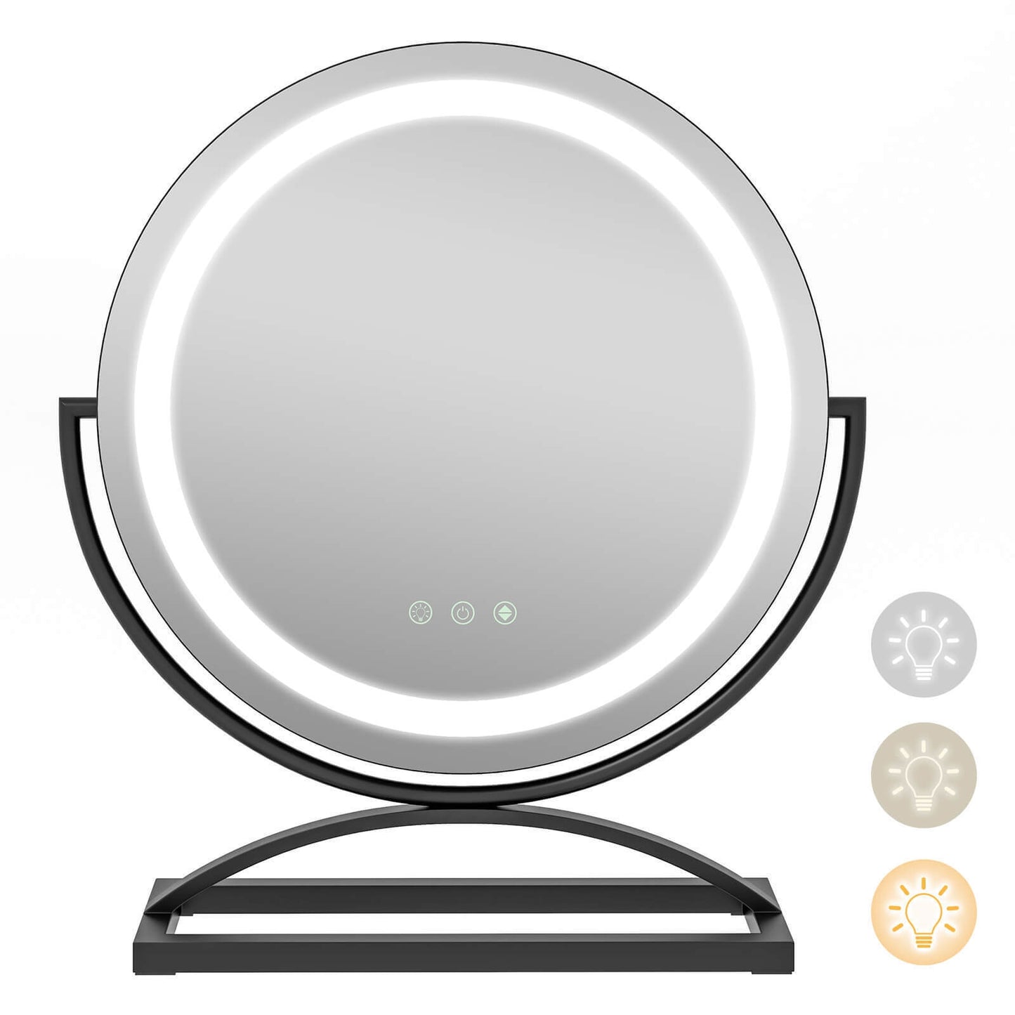 16 Inch LED Vanity Mirror with 3 Color Modes & Dimmable Lighting for Perfect Makeup - Black