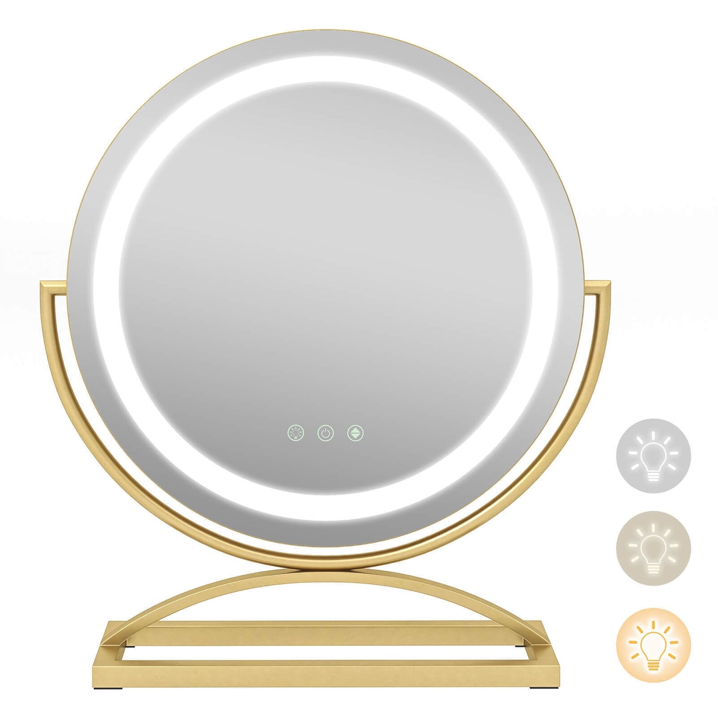 16 Inch LED Vanity Mirror with 3 Color Modes & Dimmable Lighting for Perfect Makeup - Golden