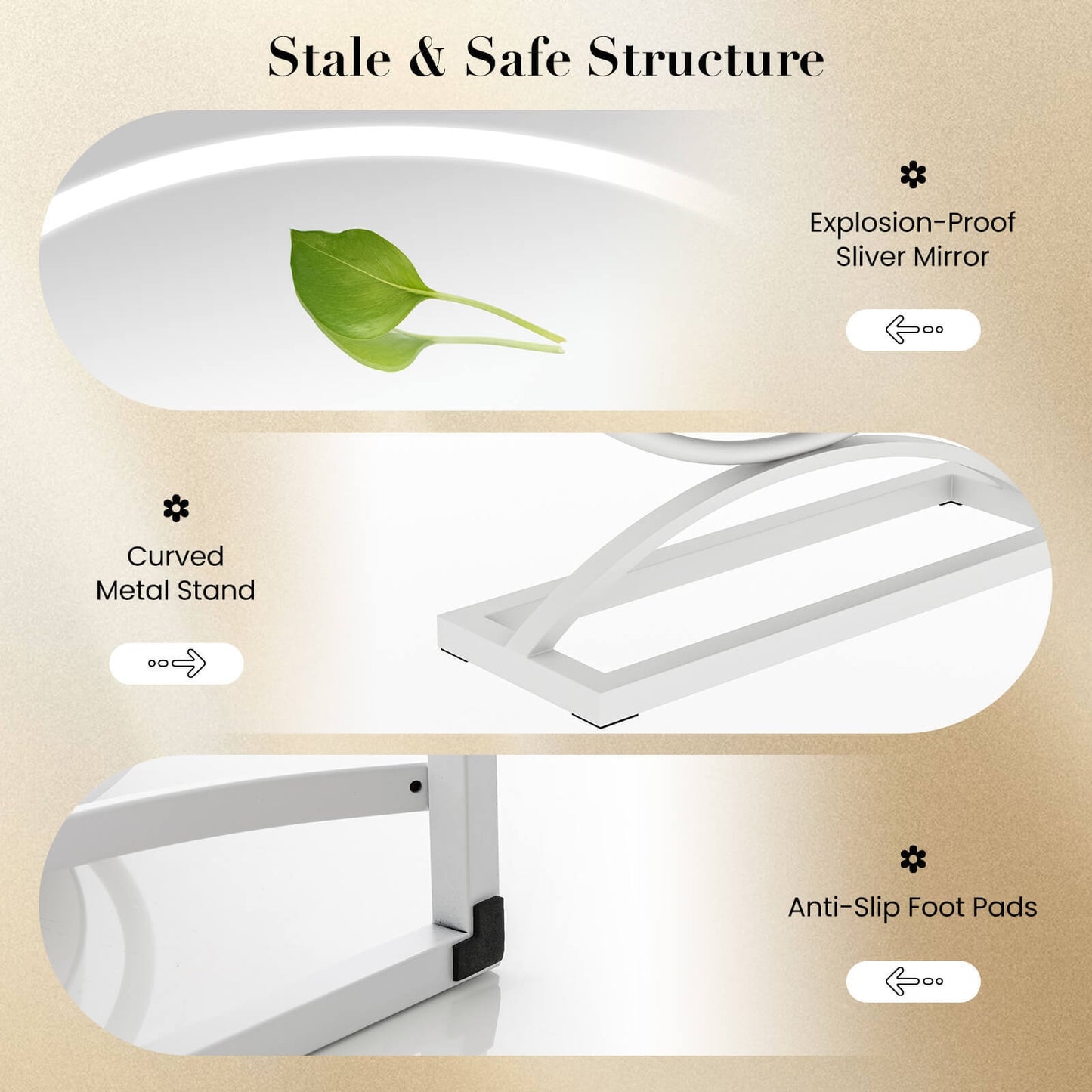 16 Inch LED Vanity Mirror with 3 Color Modes & Dimmable Lighting for Perfect Makeup - White