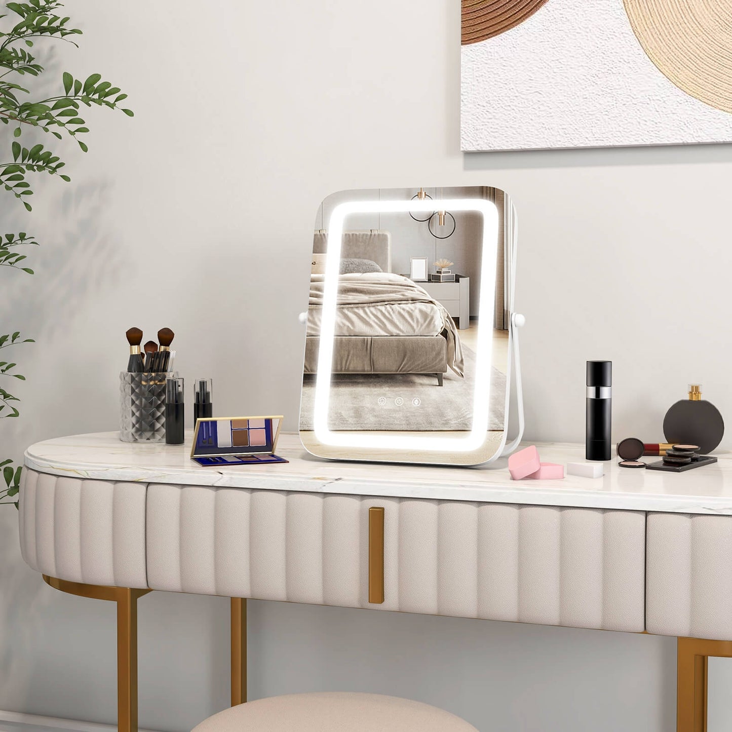 16 x 12 Inch LED Vanity Mirror with 3 Color Modes & Dimmable Lighting for Perfect Makeup - White