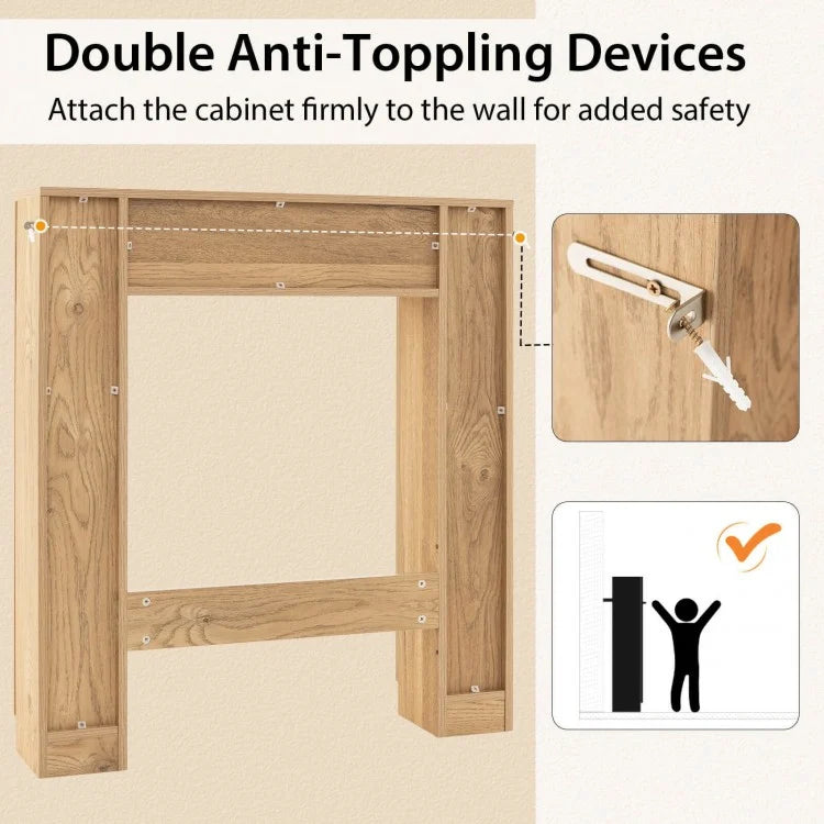 Over-The-Toilet Cabinet with Adjustable Shelves & Open Storage Compartments
