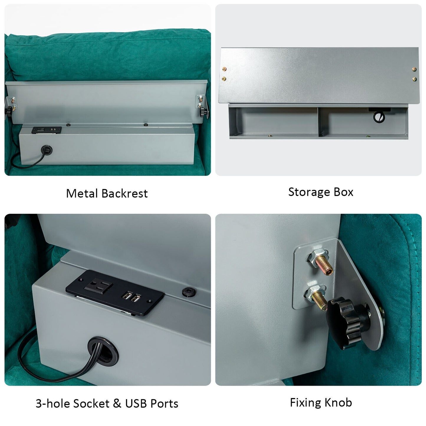 Modular L Shaped Sectional Sofa with Reversible Chaise USB Charging Ports and Hidden Storage in Teal