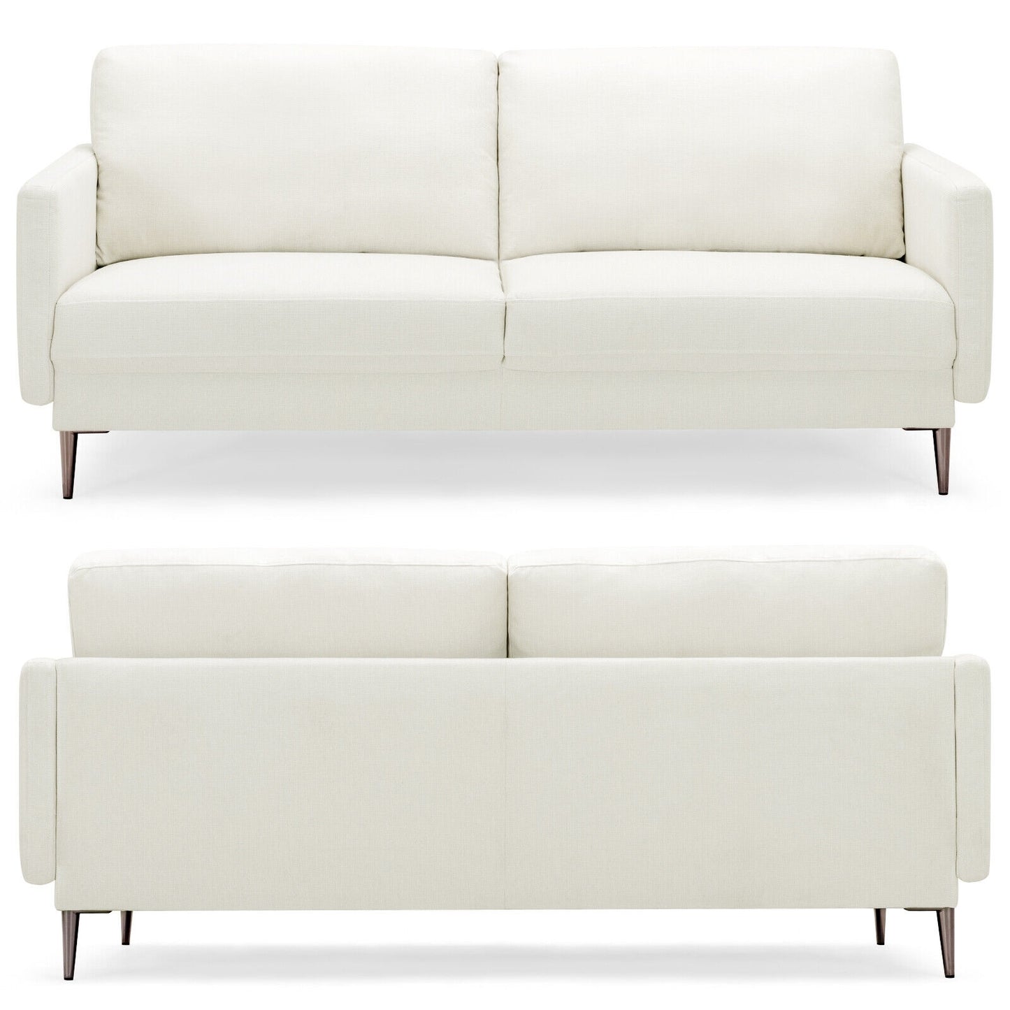 Modern Upholstered Loveseat with Plush Backrest Cushions in White