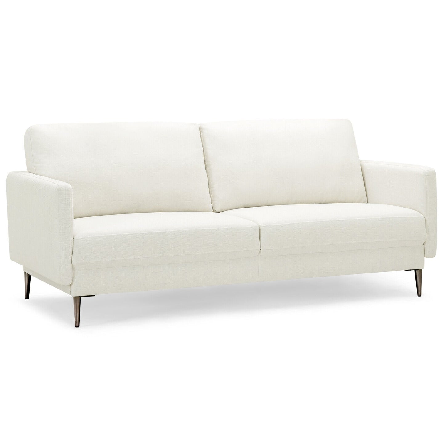 Modern Upholstered Loveseat with Plush Backrest Cushions in White