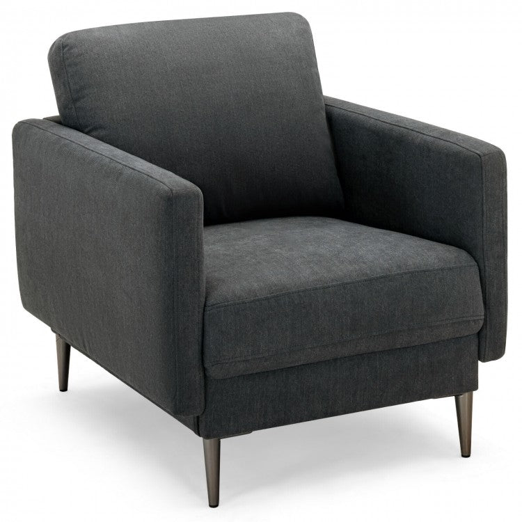 Modern Upholstered Accent Chair with Plush Removable Back Cushion in Grey