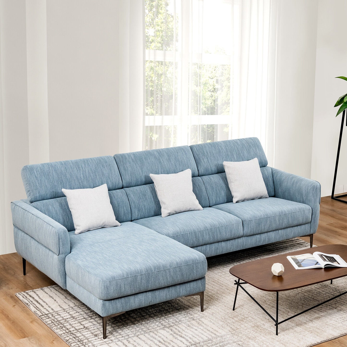 105 Inch Modern L Shaped Sectional Sofa Couch with Adjustable Headrests