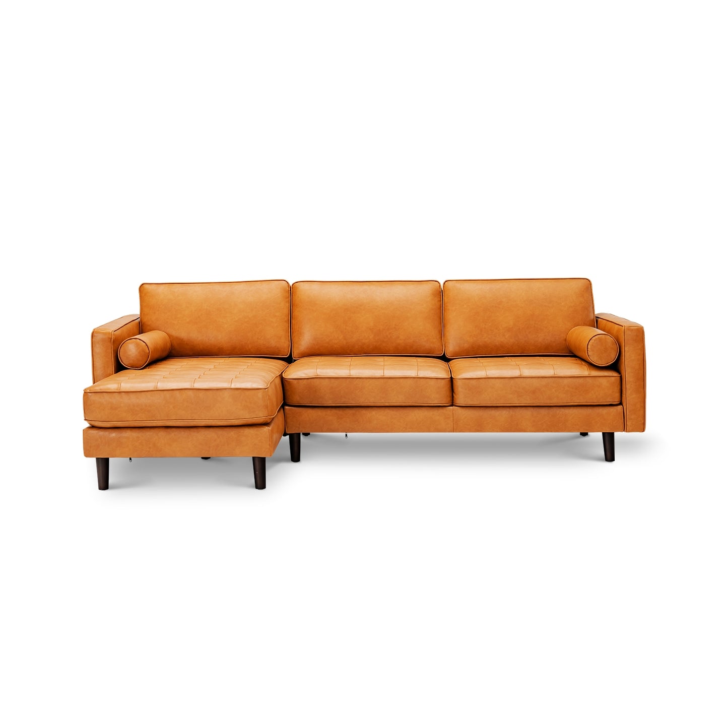 3 Seat L-Shaped Sectional Sofa with Chaise Lounge and Tufted Air Leather Upholstery