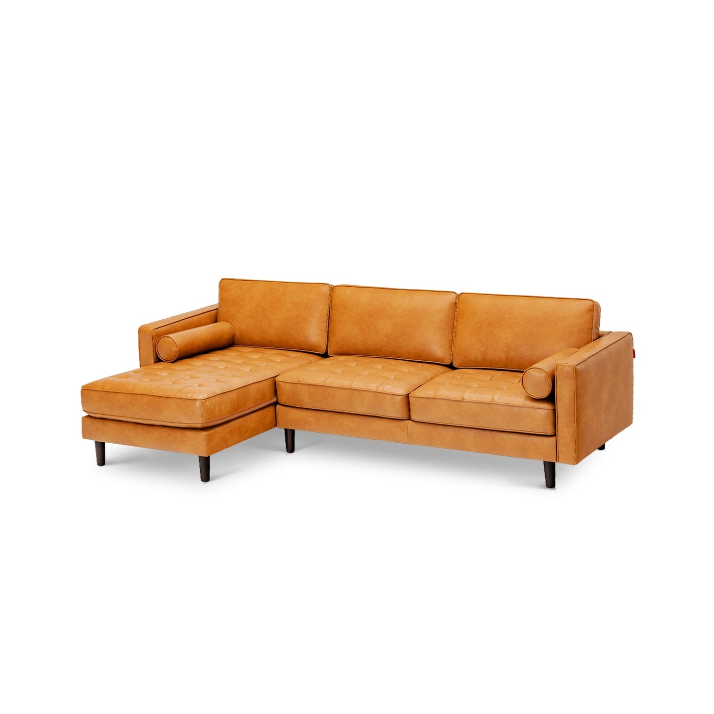 3 Seat L-Shaped Sectional Sofa with Chaise Lounge and Tufted Air Leather Upholstery