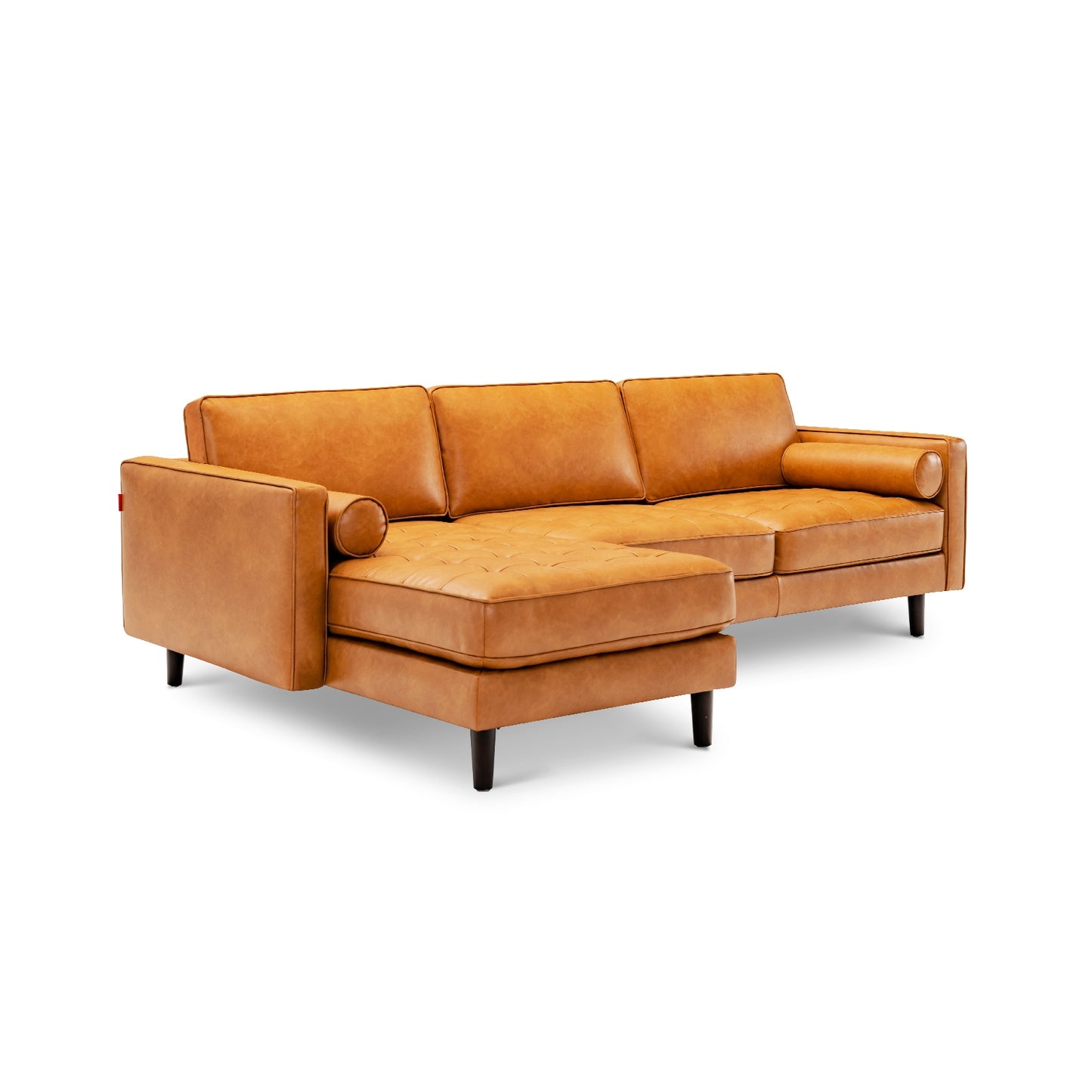 3 Seat L-Shaped Sectional Sofa with Chaise Lounge and Tufted Air Leather Upholstery