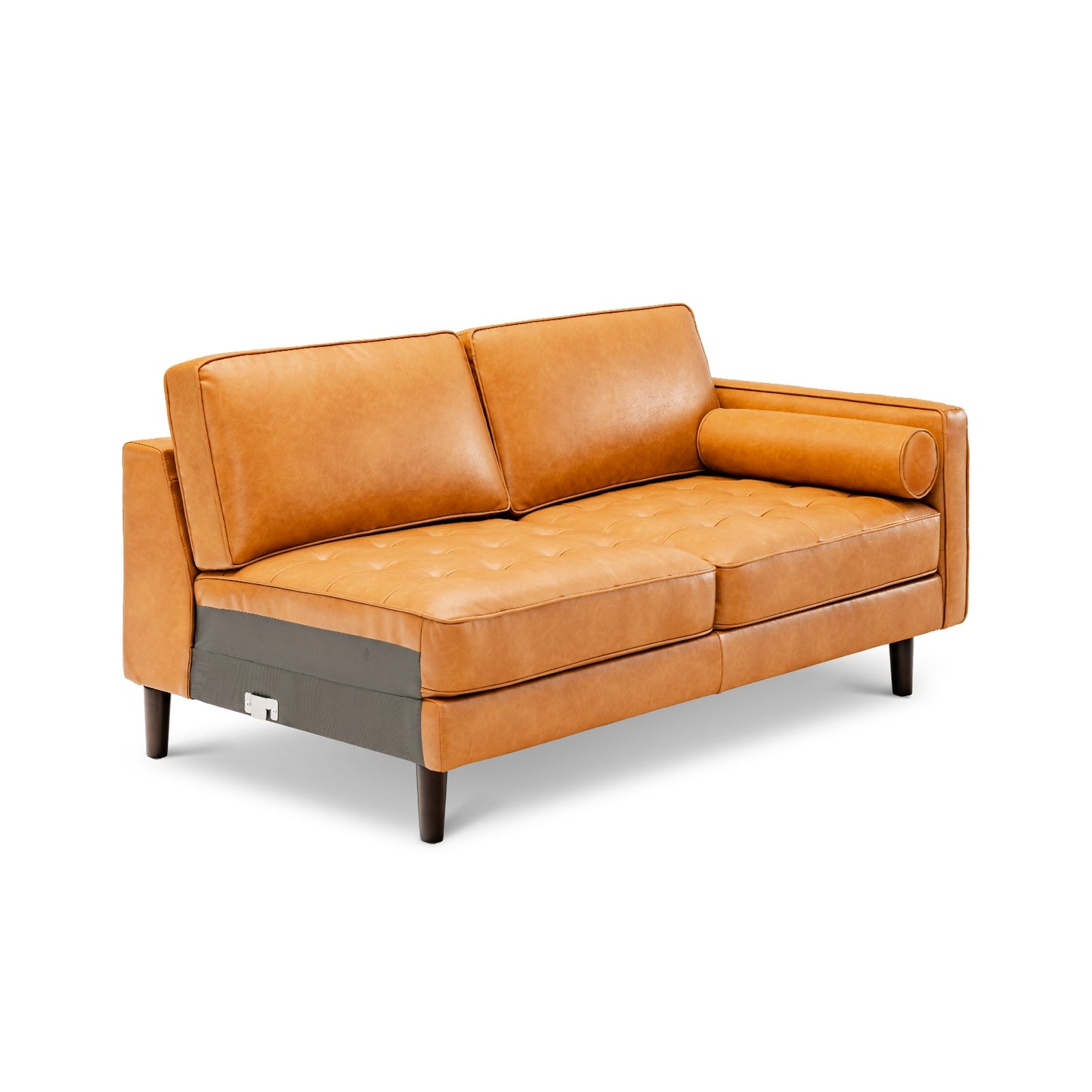 3 Seat L-Shaped Sectional Sofa with Chaise Lounge and Tufted Air Leather Upholstery