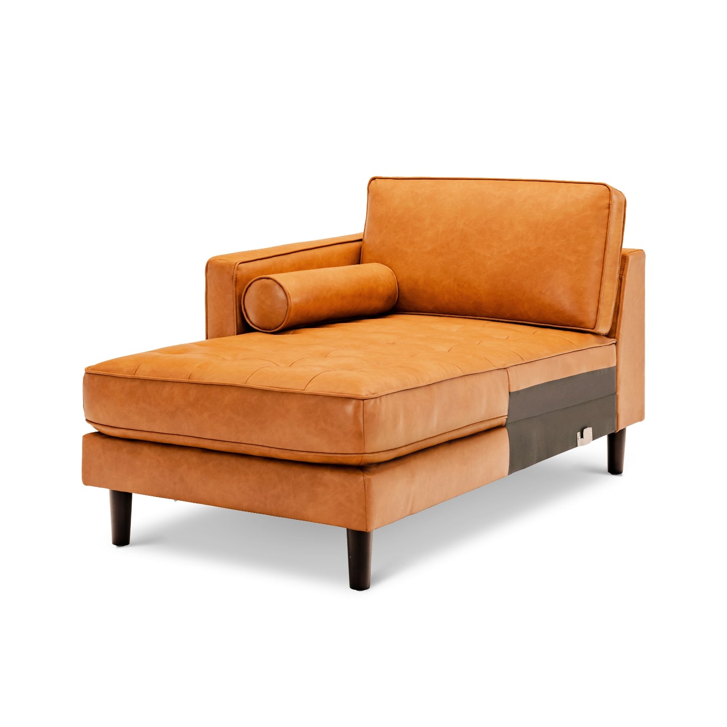 3 Seat L-Shaped Sectional Sofa with Chaise Lounge and Tufted Air Leather Upholstery