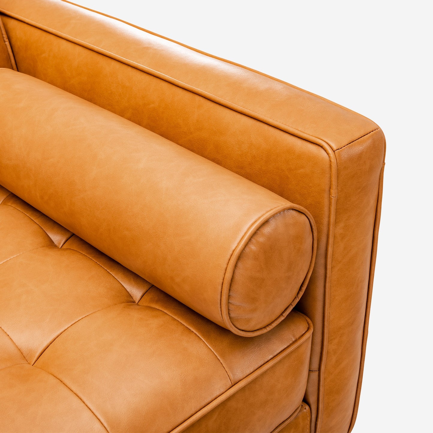 3 Seat L-Shaped Sectional Sofa with Chaise Lounge and Tufted Air Leather Upholstery