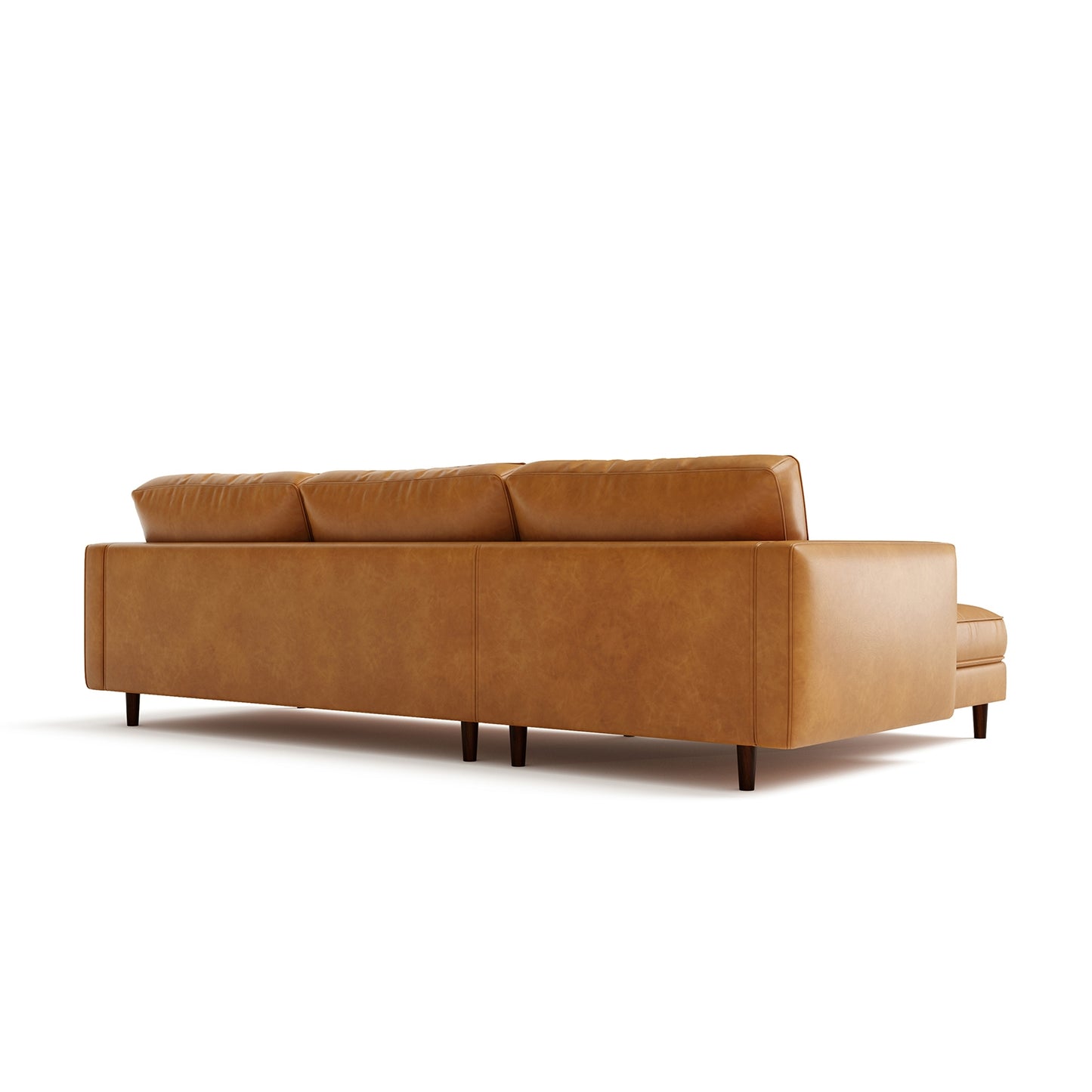 3 Seat L-Shaped Sectional Sofa with Chaise Lounge and Tufted Air Leather Upholstery