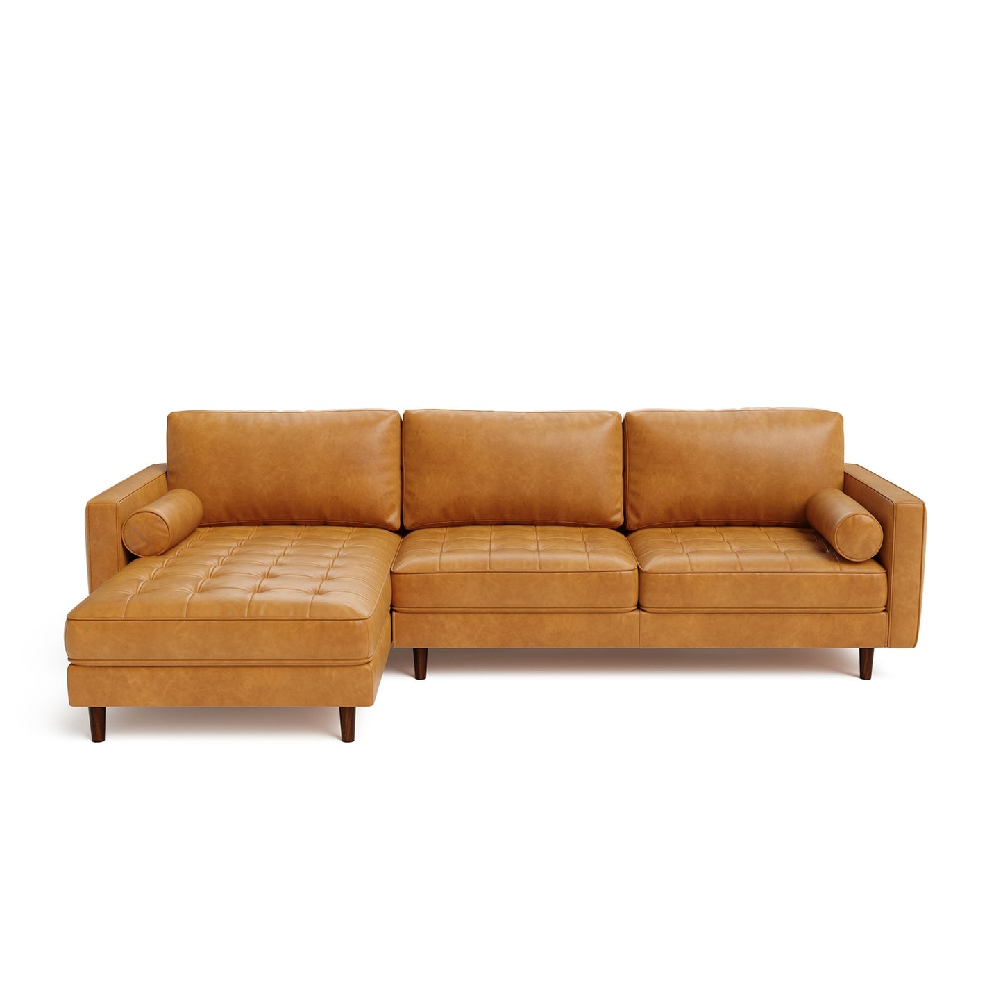 3 Seat L-Shaped Sectional Sofa with Chaise Lounge and Tufted Air Leather Upholstery