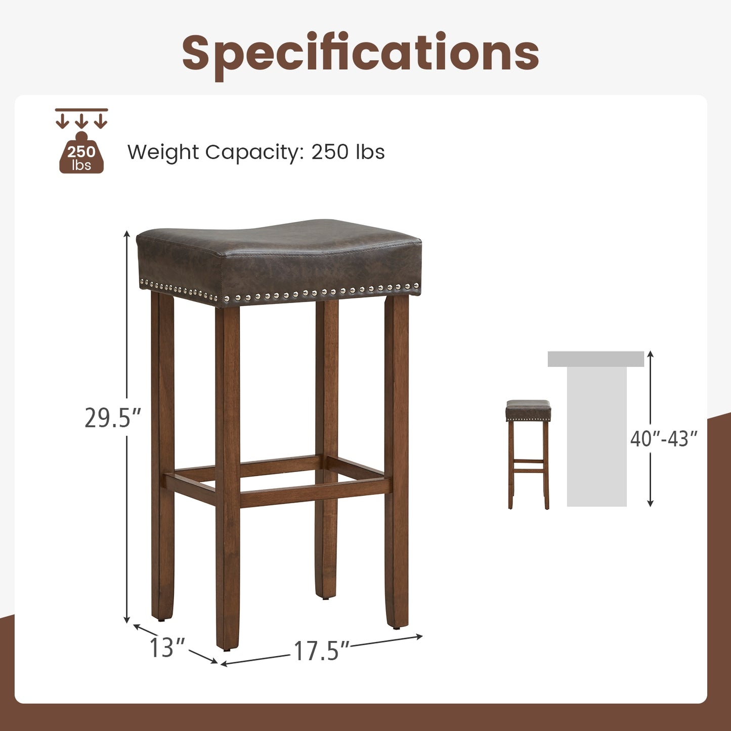 Elegant Upholstered 29.5 Inch Bar Stools Set of 2 with Ergonomic Saddle Seat and Footrests, Grey