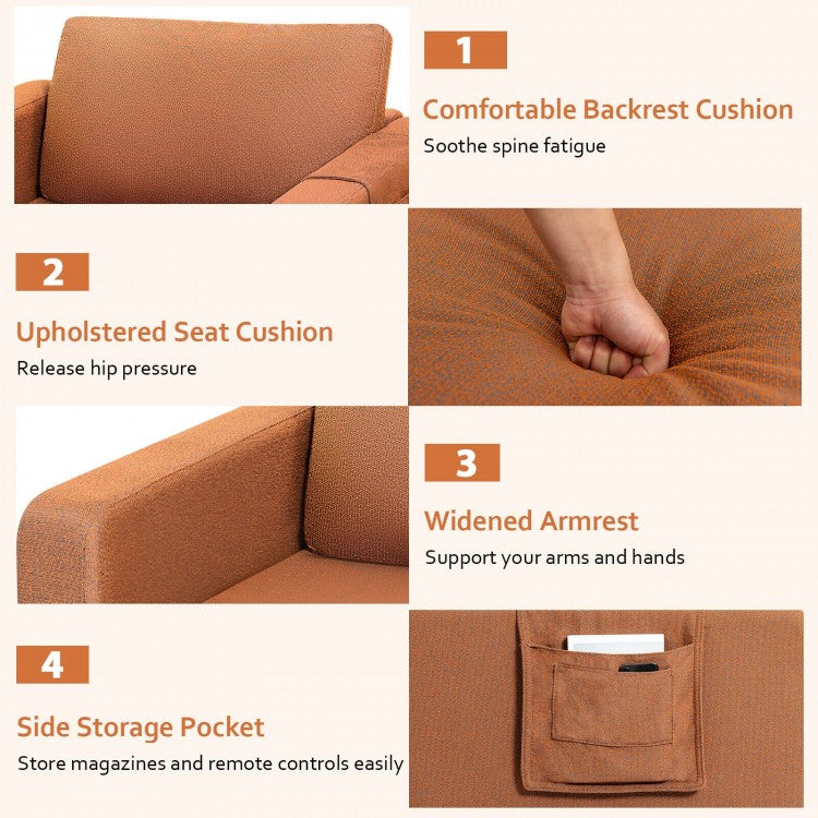 Ergonomic Accent Chair with Side Storage and Cushioned Seat, Orange