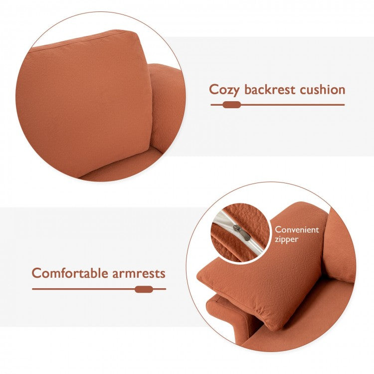 Modern Fabric Accent Chair with Cushioned Armrests and Spring Support - Rust Red
