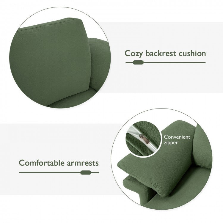 Modern Fabric Accent Chair with Cushioned Armrests and Spring Support - Army Green
