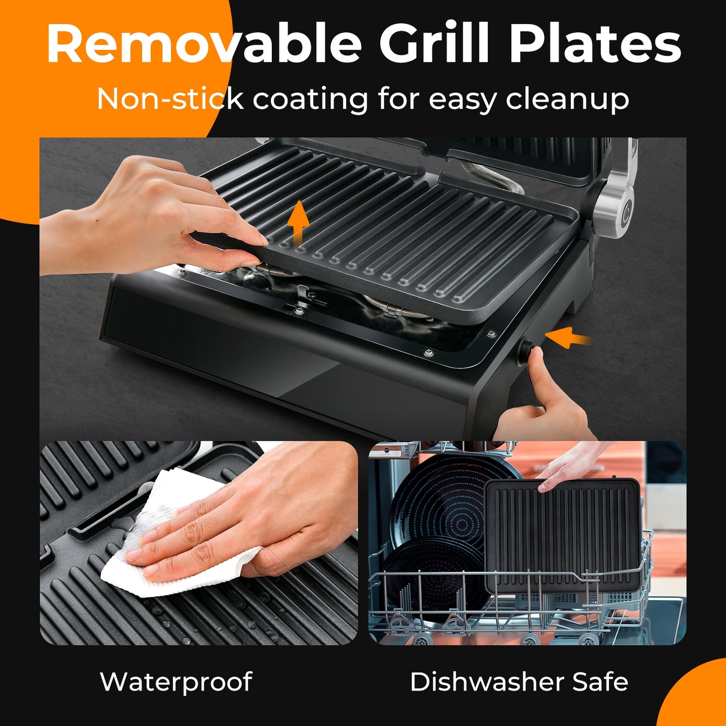 3 in 1 Electric Grill & Panini Press with LED Touch Display