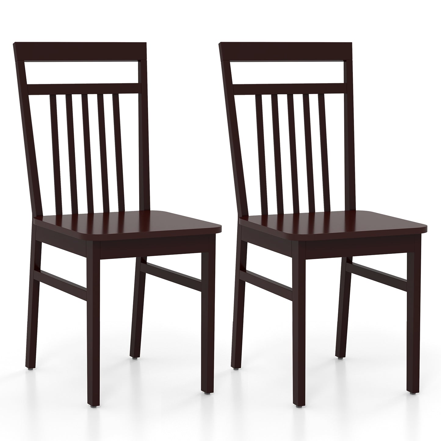 Farmhouse Dining Chairs with Slanted High Backrest and Durable Rubber Wood Frame - Set of 2
