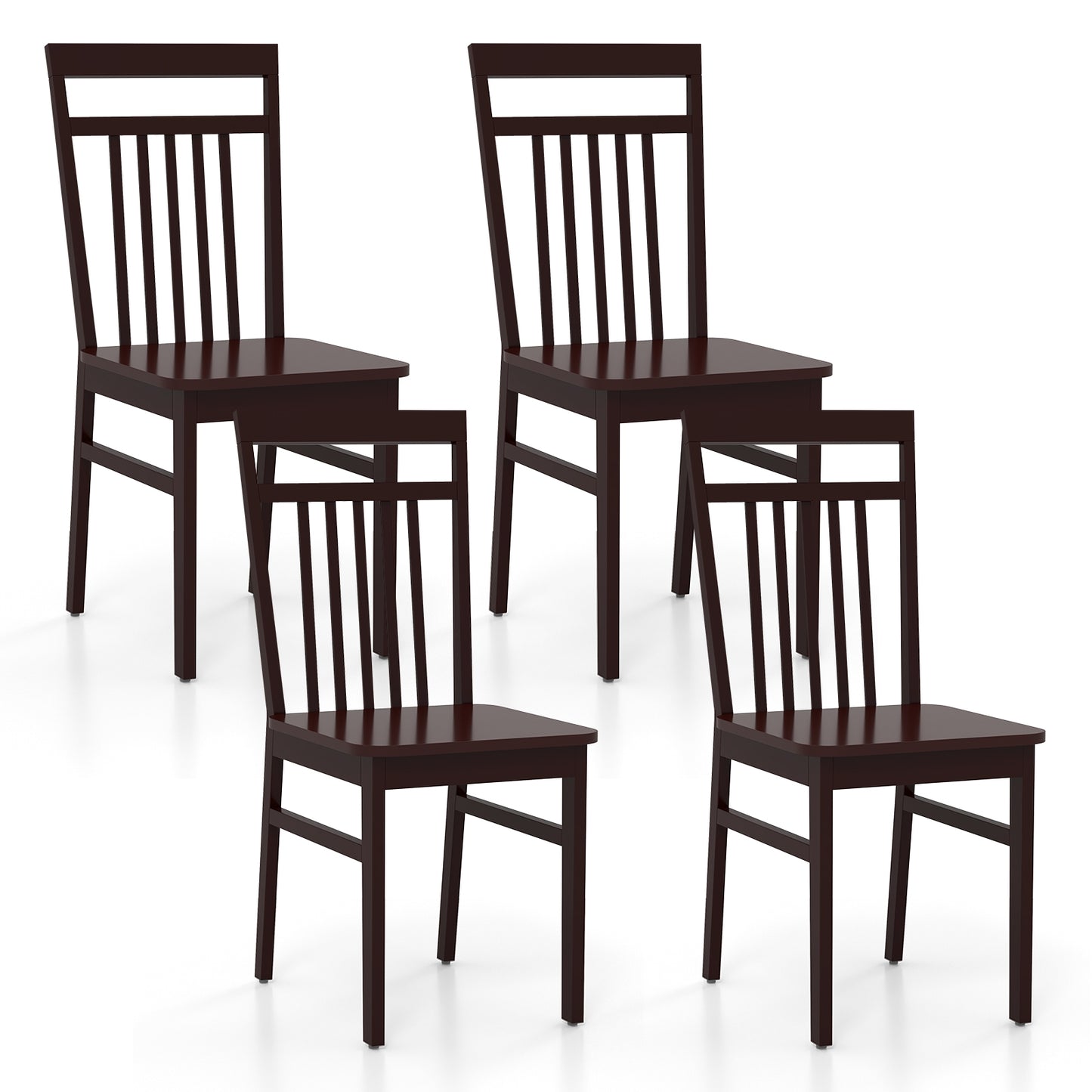 Farmhouse Dining Chairs with Slanted High Backrest and Durable Rubber Wood Frame - Set of 2