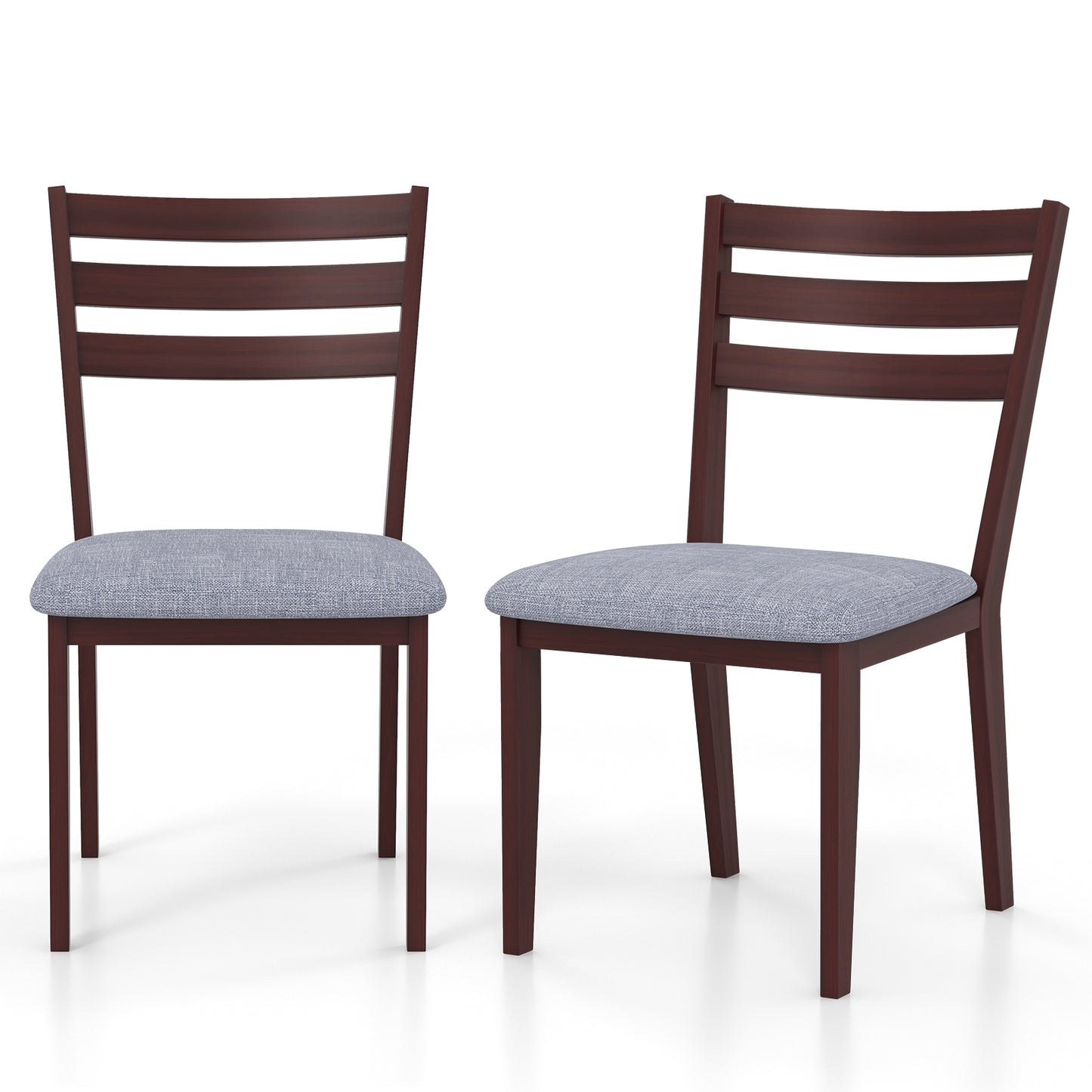 Upholstered Armless Dining Chairs with Solid Rubber Wood Frame – Set of 2