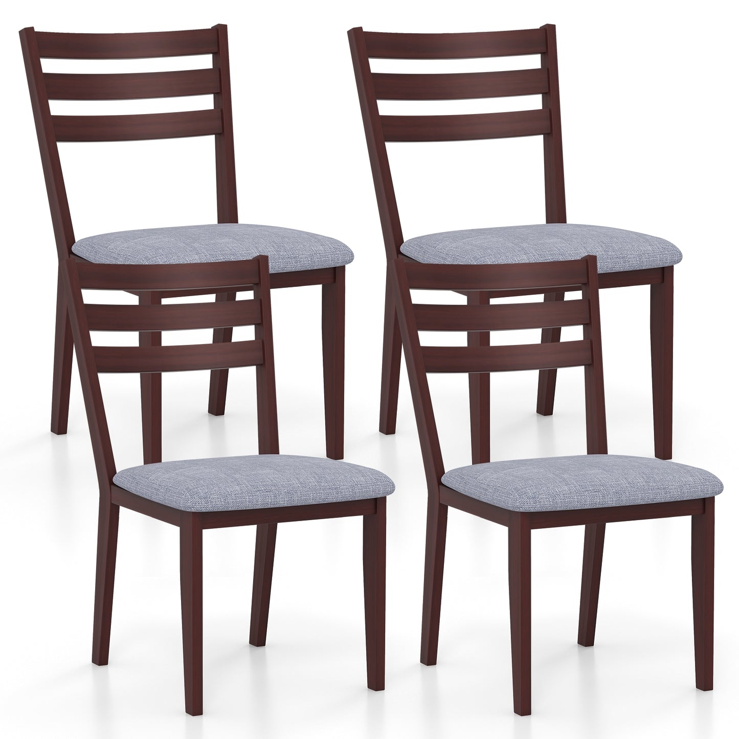 Upholstered Armless Dining Chairs with Solid Rubber Wood Frame – Set of 2