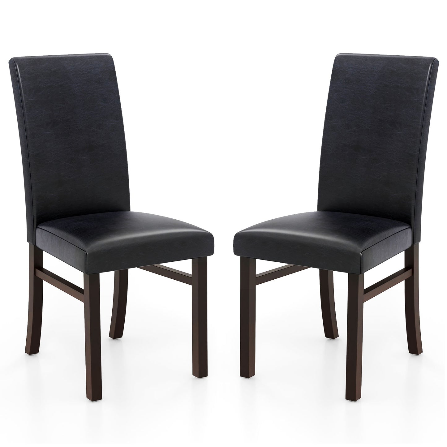 Set of 2 Upholstered Dining Chairs with Solid Rubber Wood Legs