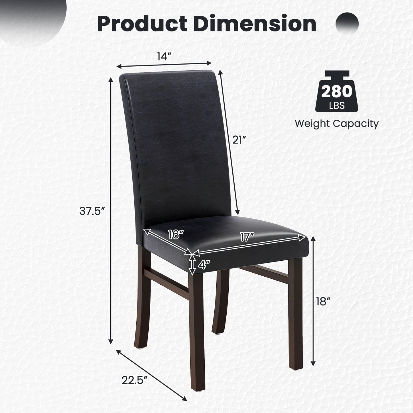 Set of 2 Upholstered Dining Chairs with Solid Rubber Wood Legs