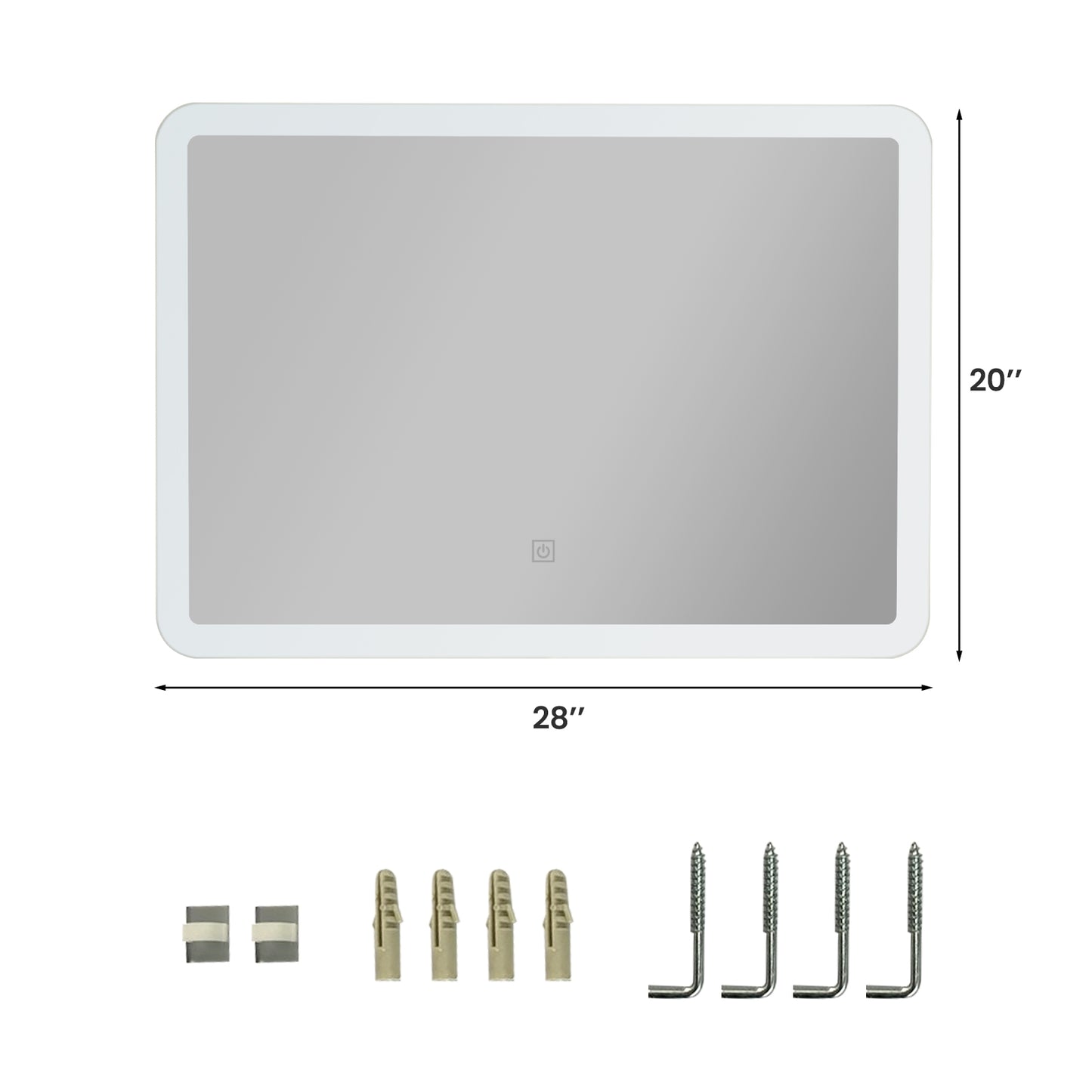 Touch Sensor LED Wall-Mounted Bathroom Mirror with Elegant Arc Corners