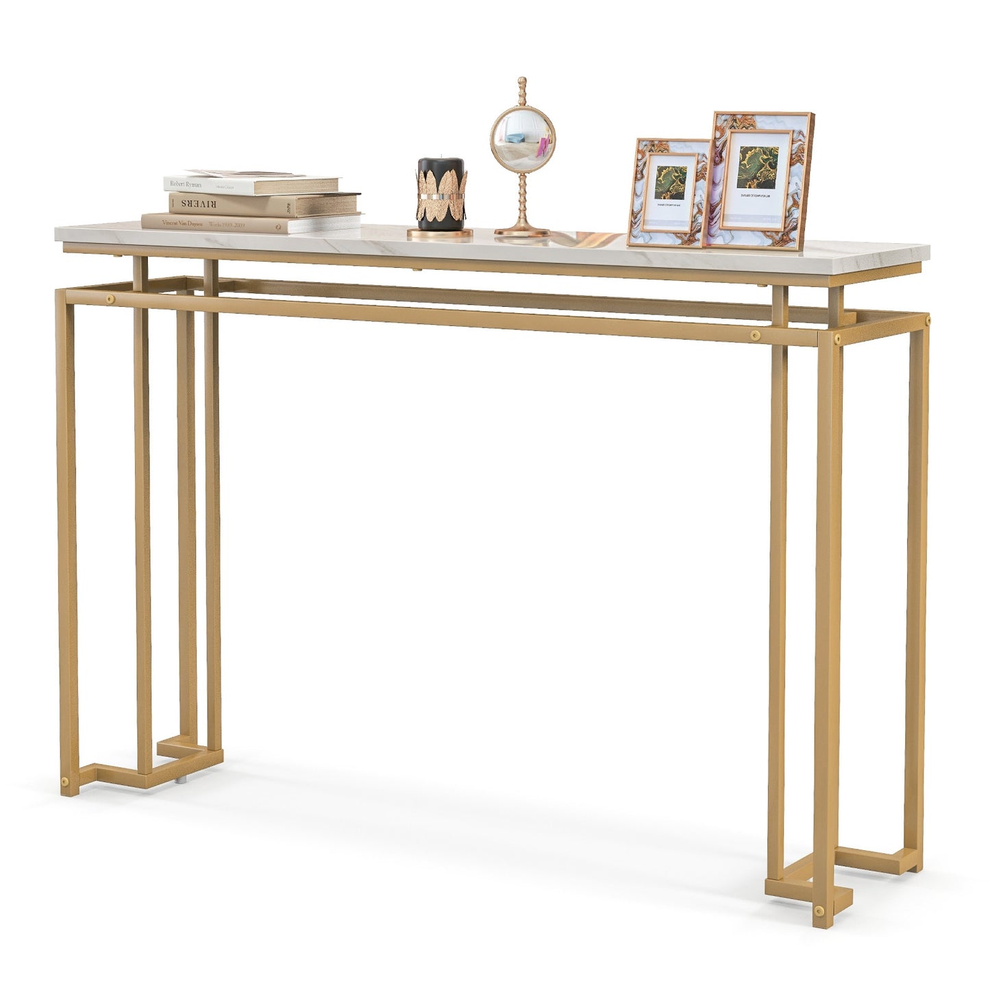 Elegant Entryway Table with Gold Frame and Secure Design for Living Room