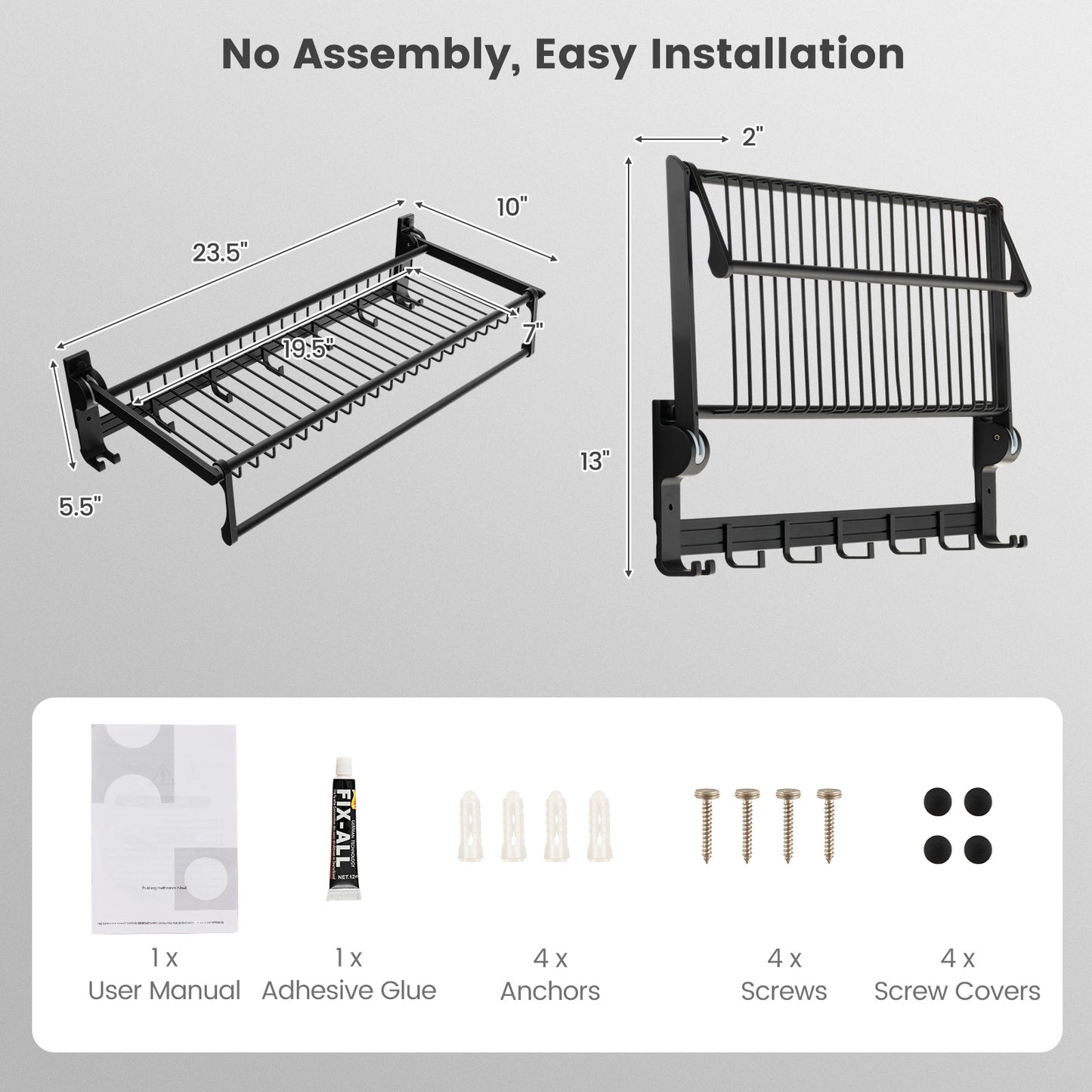 Foldable Space Aluminum Towel Rack with Storage Basket and Hooks