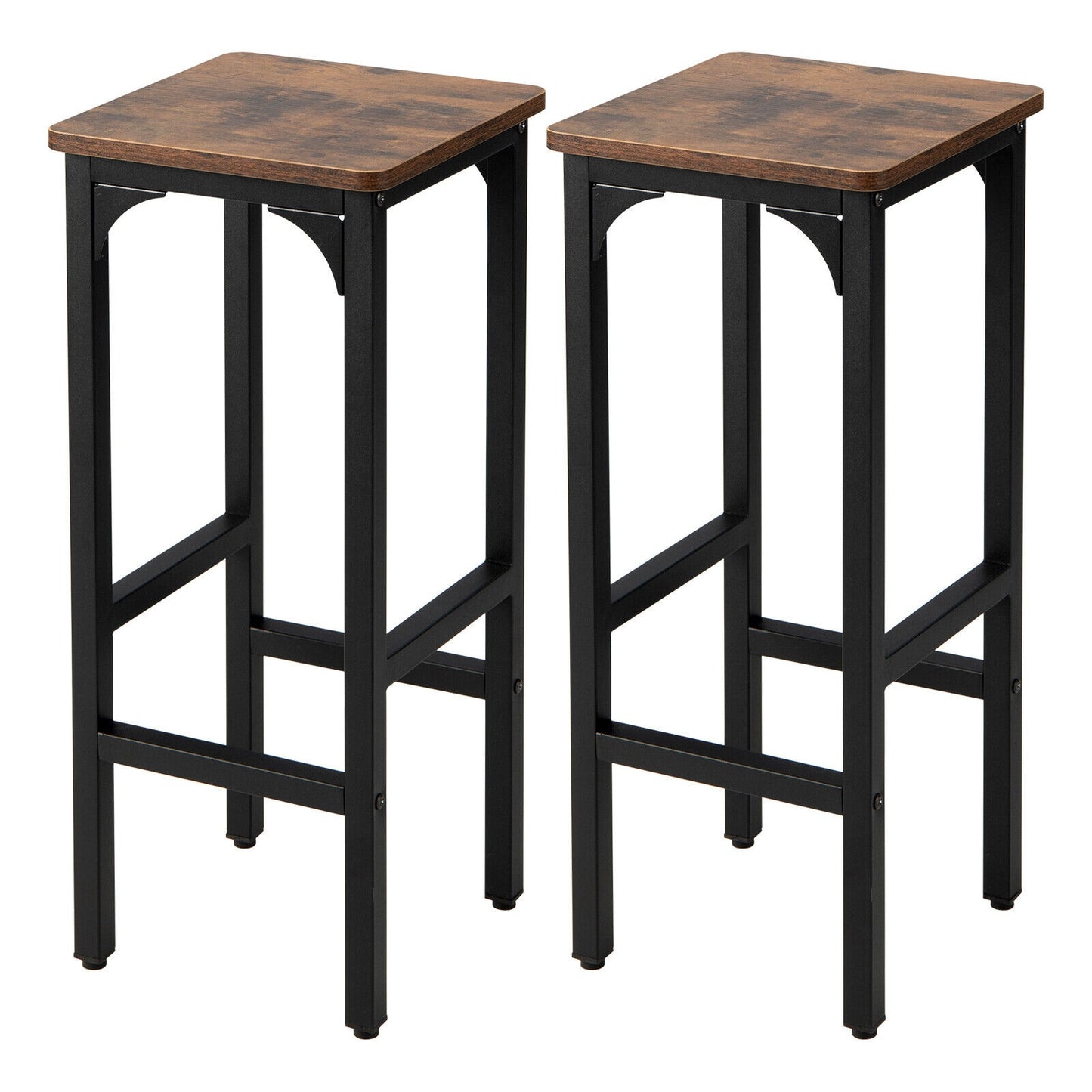 28 Inch Bar Chairs Set of 2 with Ergonomic Footrest and Adjustable Pads for Stability