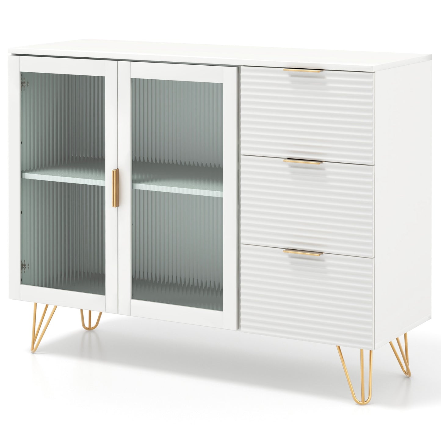 Contemporary Buffet Sideboard with 2 Cabinet Doors and 3 Drawers for Living and Dining Rooms