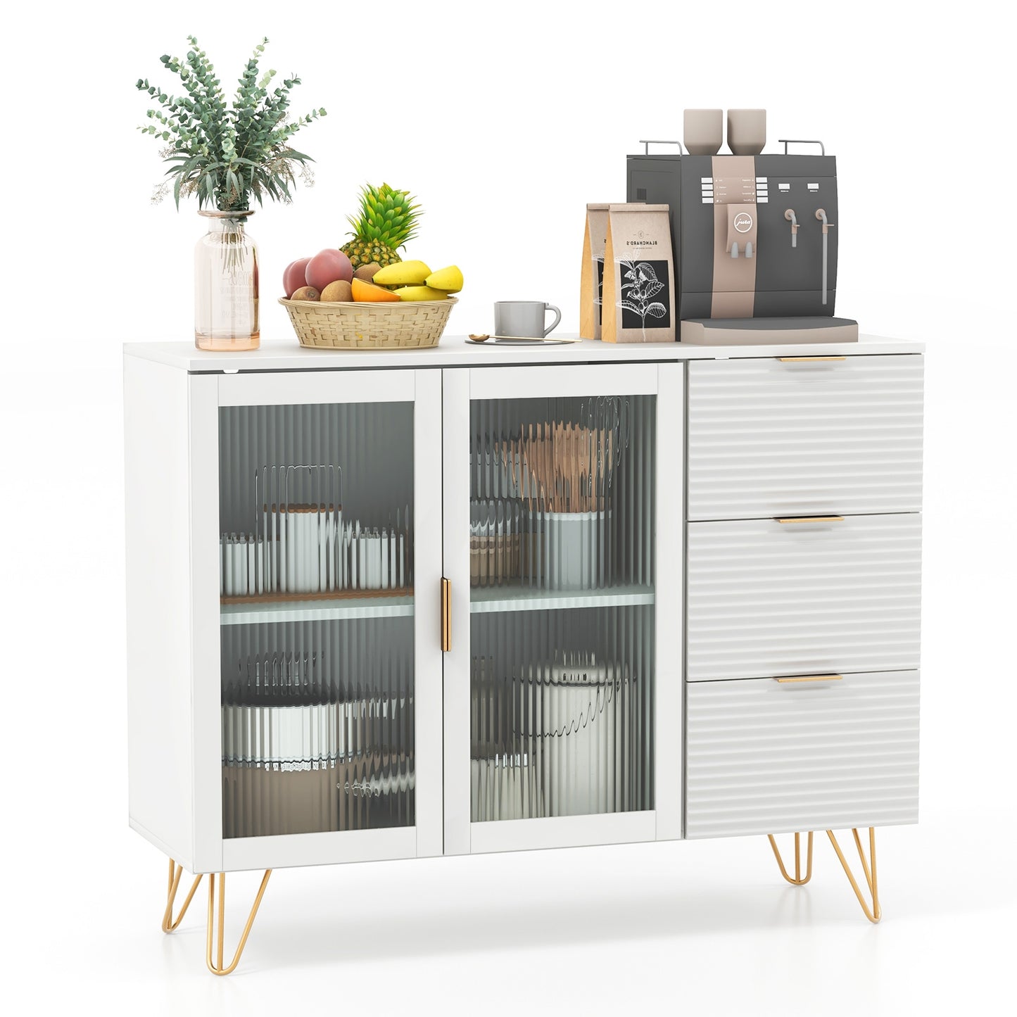 Contemporary Buffet Sideboard with 2 Cabinet Doors and 3 Drawers for Living and Dining Rooms