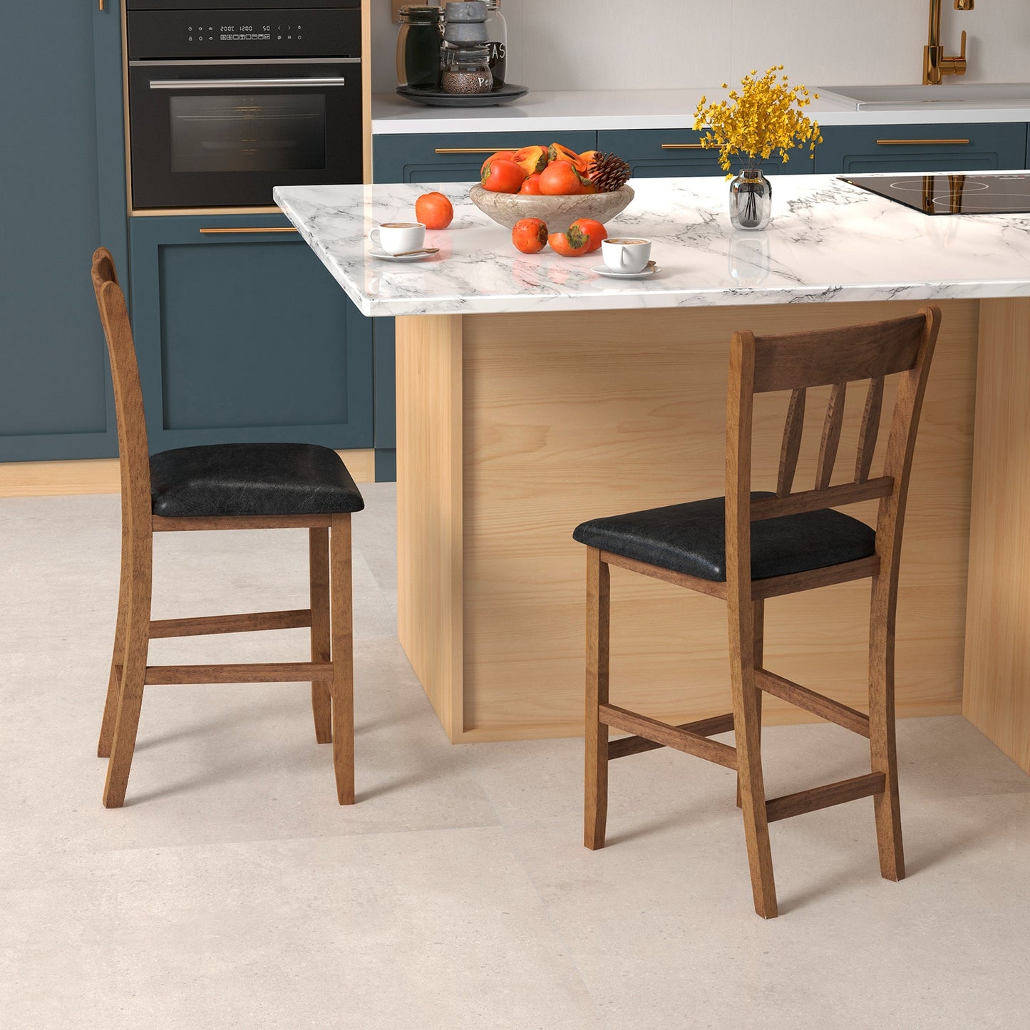 25.5 Inch Counter Height Bar Chairs with Backrest and Padded Seat – Set of 2