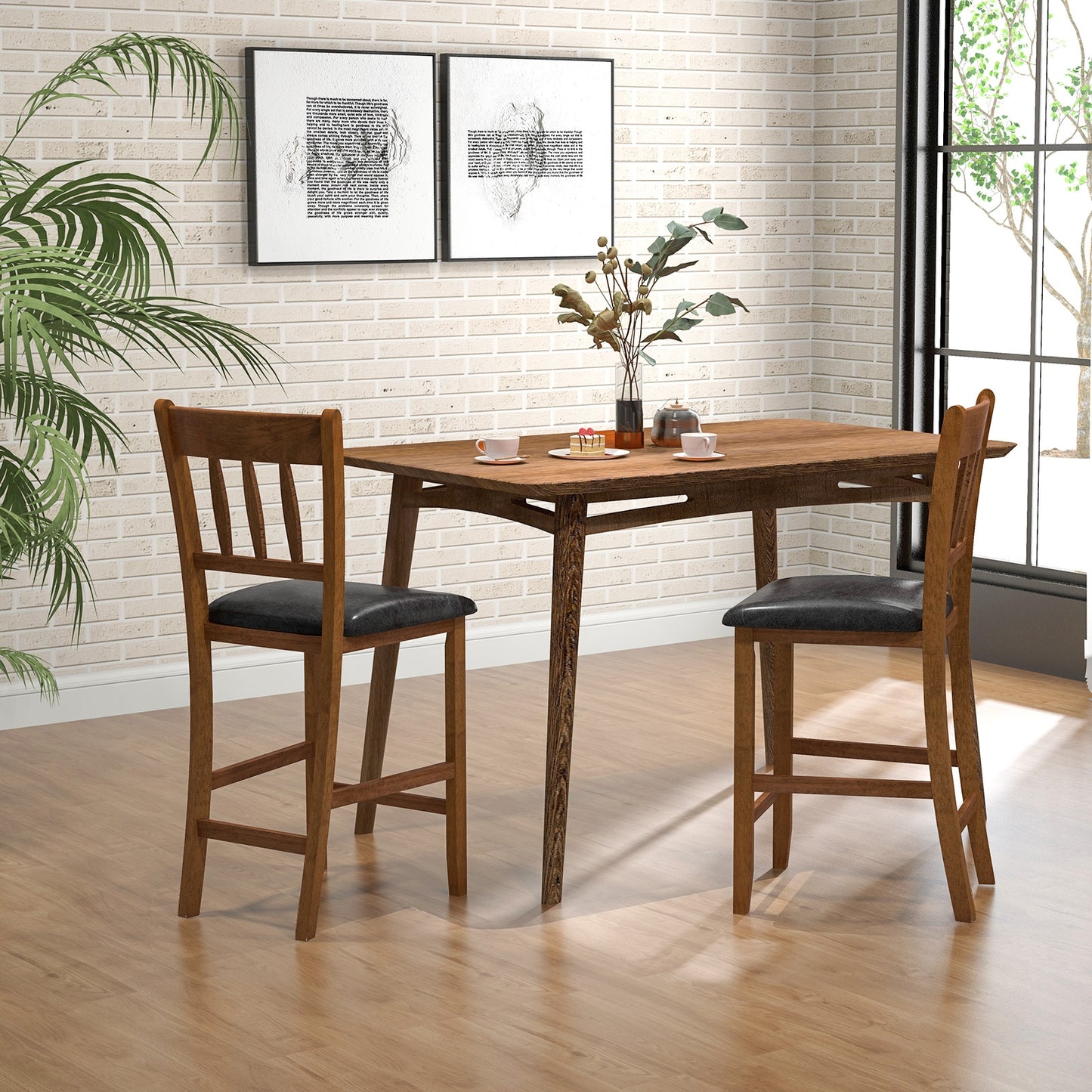 25.5 Inch Counter Height Bar Chairs with Backrest and Padded Seat – Set of 2