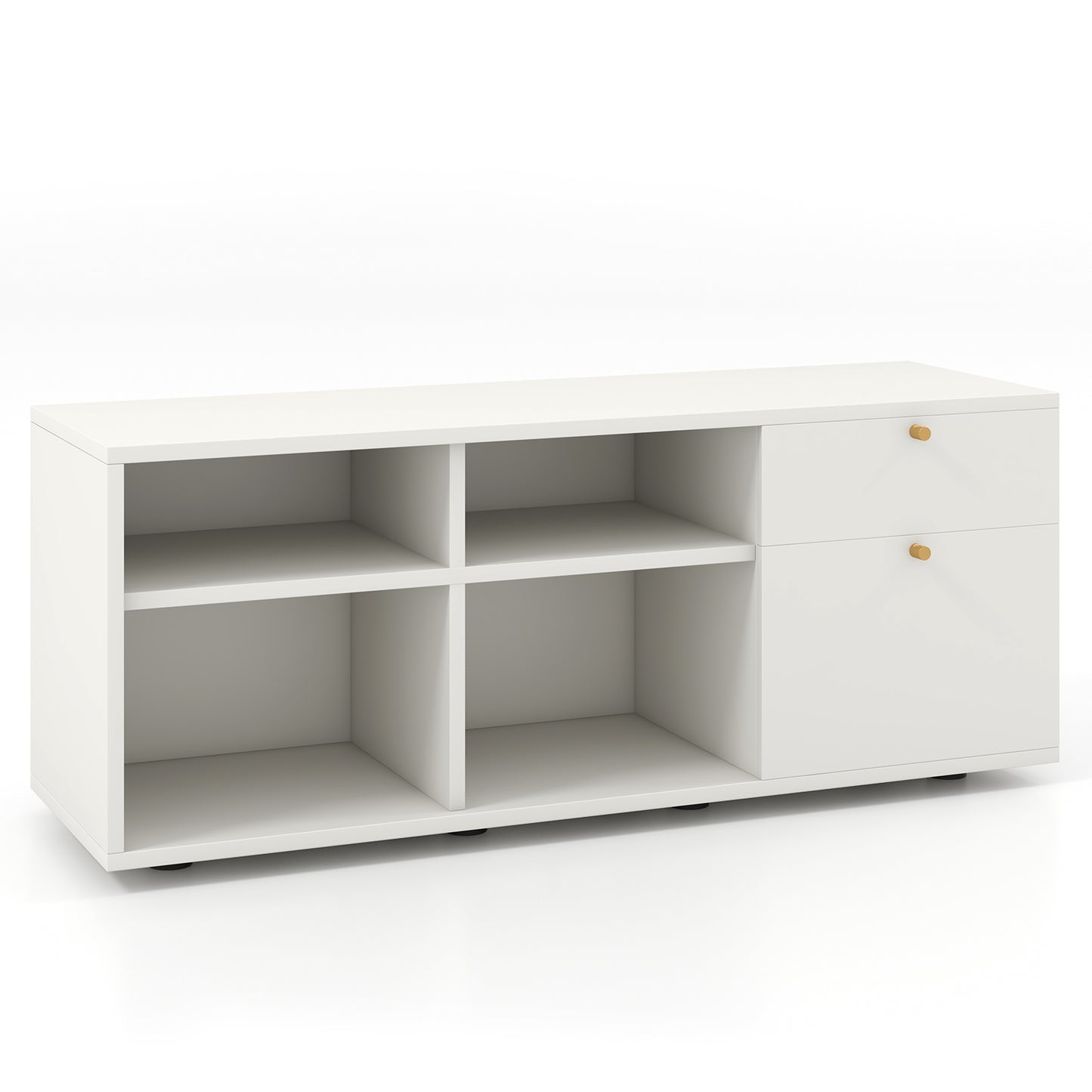 Versatile Storage Cabinet TV Console with 2 Drawers and 4 Cubes Fits TVs up to 49 Inches