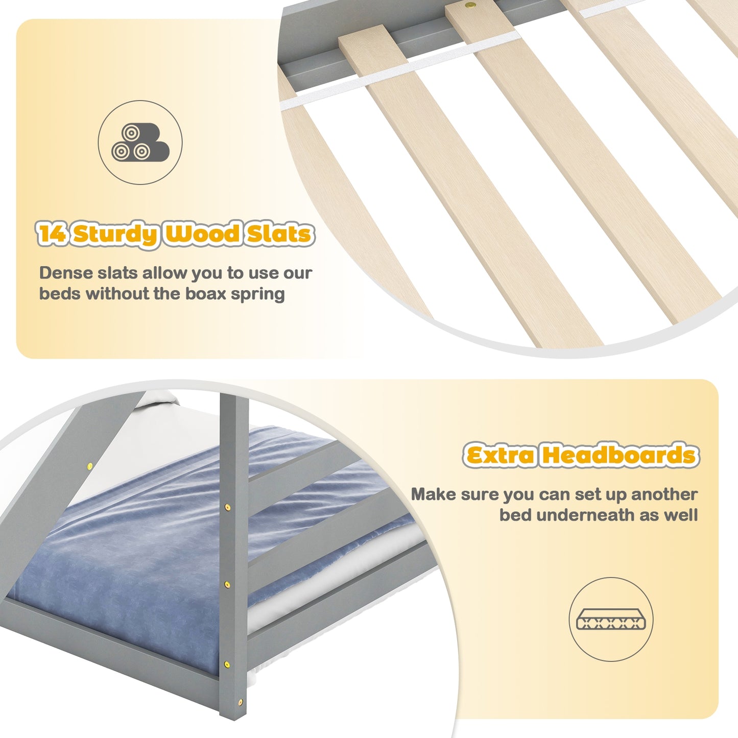 Whimsical Twin Loft Bed with Roof, Slide, and Storage Staircase for Kids - Grey