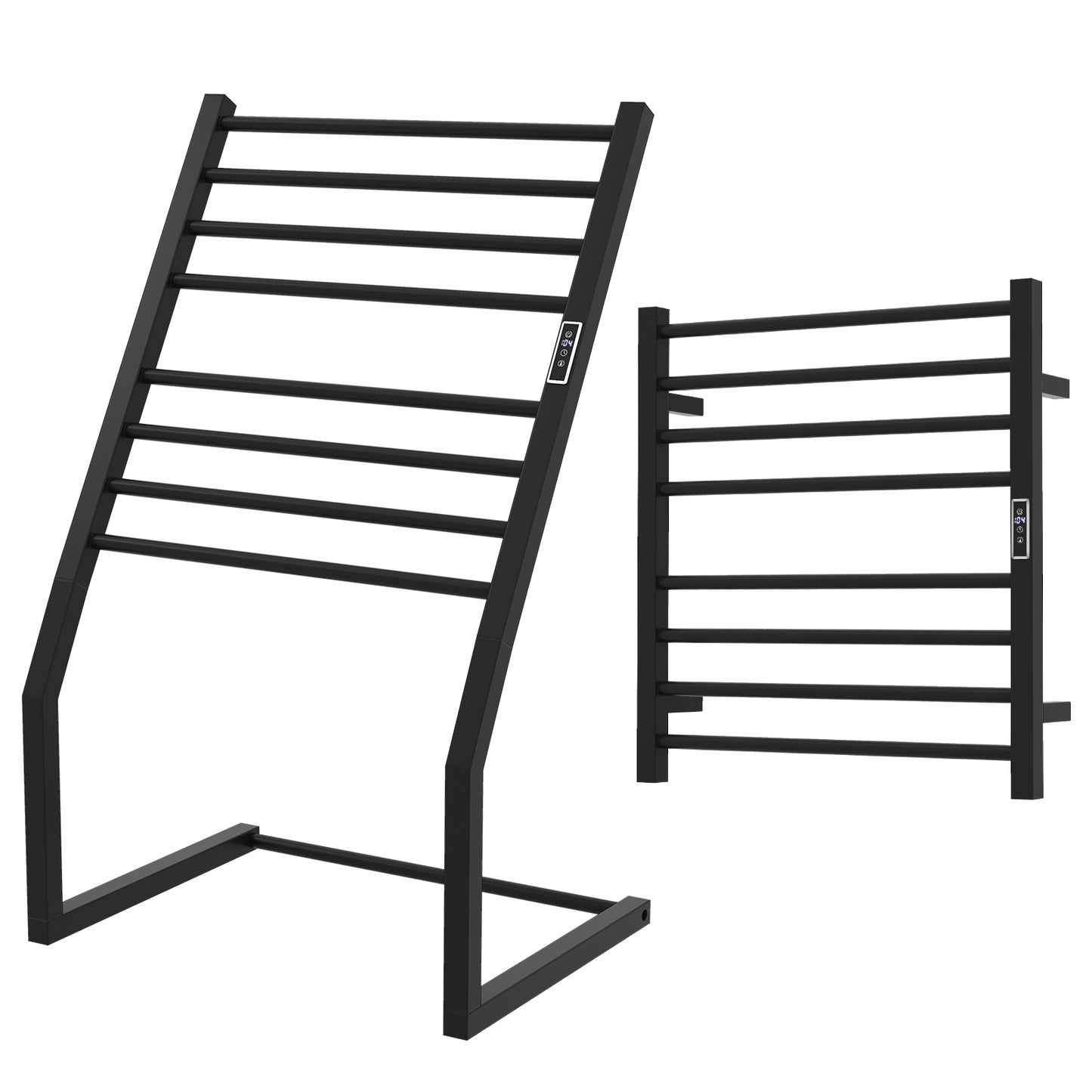 8 Bar Towel Warmer Rack with LED Display Freestanding or Wall Mounted