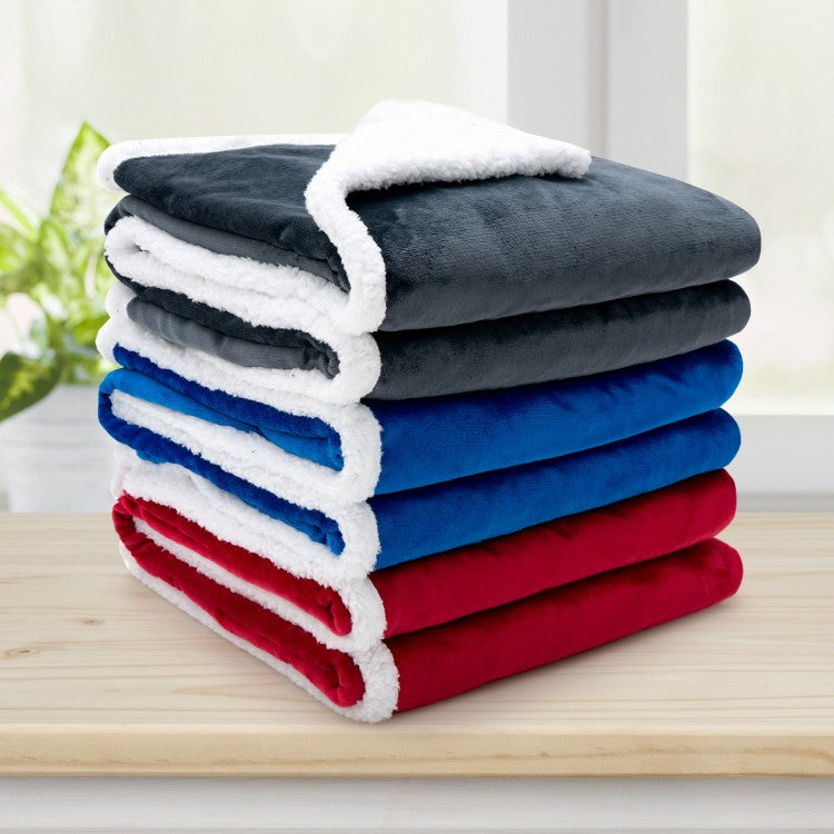 Reversible Electric Heated Blanket Throw with Flannel and Sherpa Fleece - Red