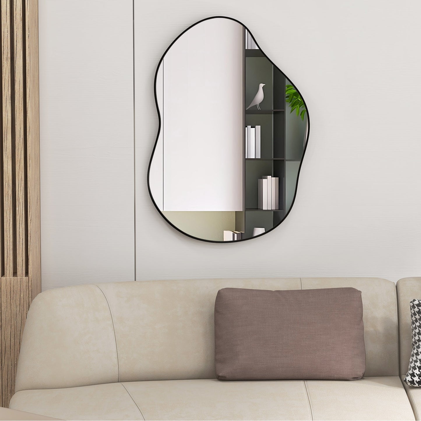 Asymmetrical Wall Mirror with Premium Backboard for Modern Décor
