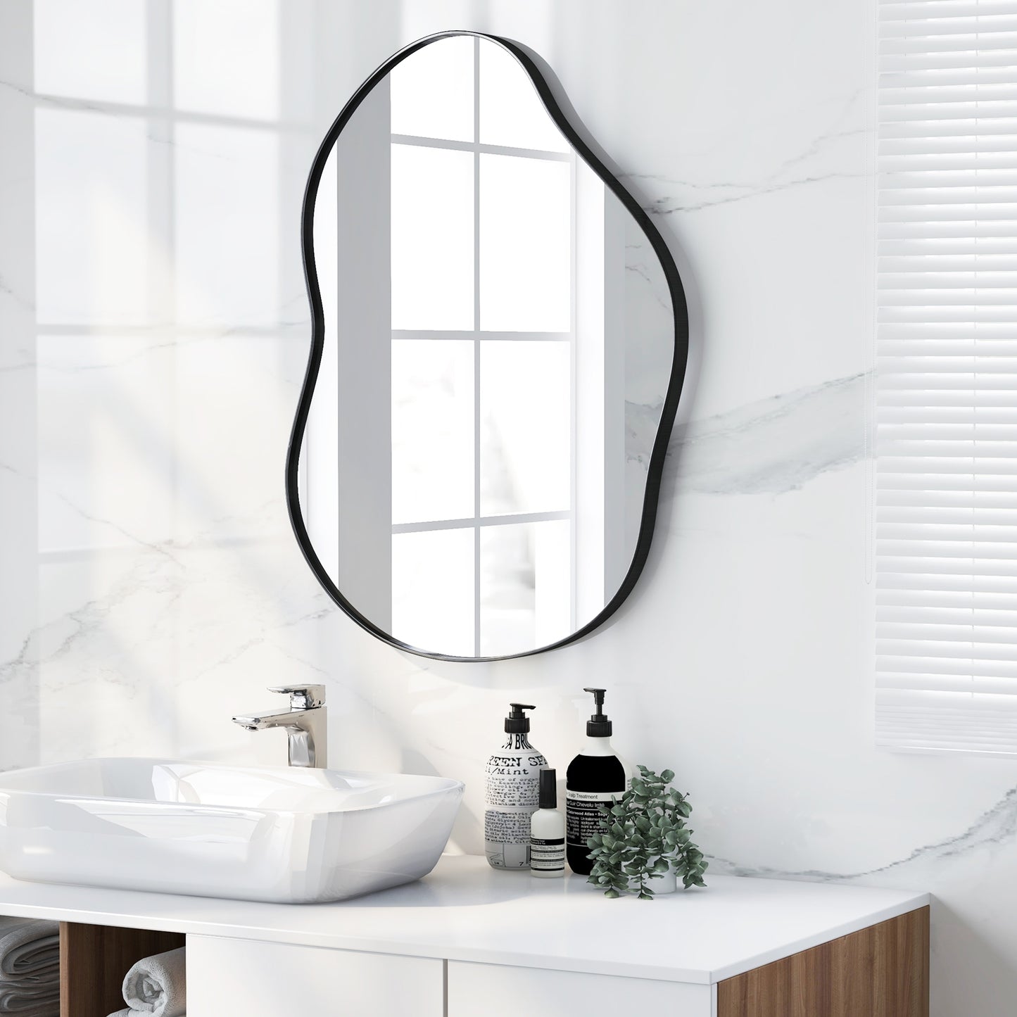 Asymmetrical Wall Mirror with Premium Backboard for Modern Décor