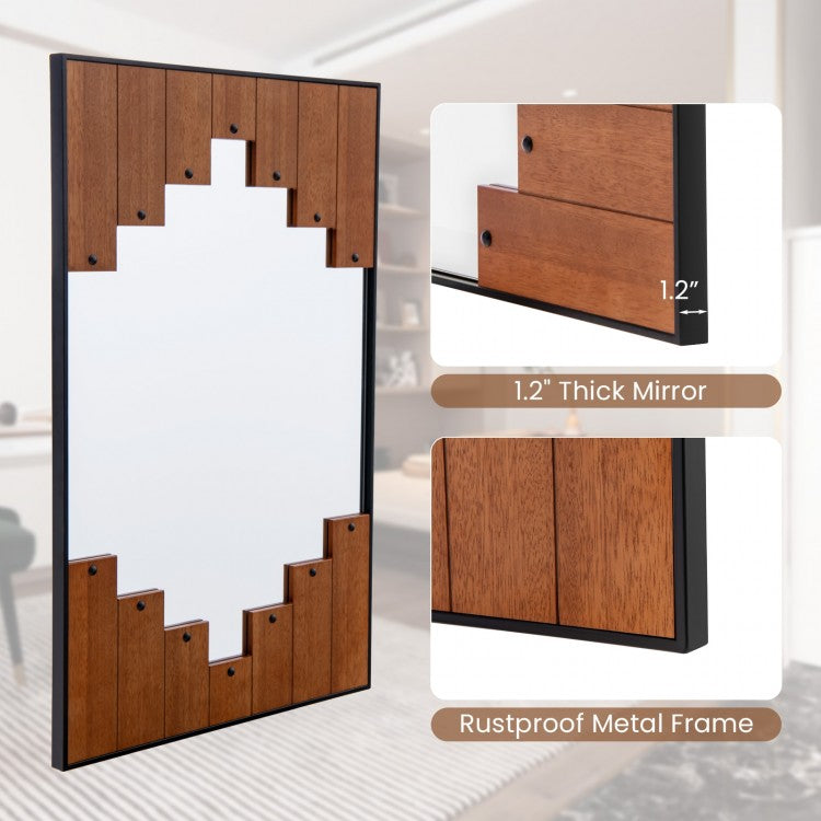 Farmhouse Inspired Decorative Rectangle Wall Mirror with Piano Key Frame – 37.5 x 23.5 Inch