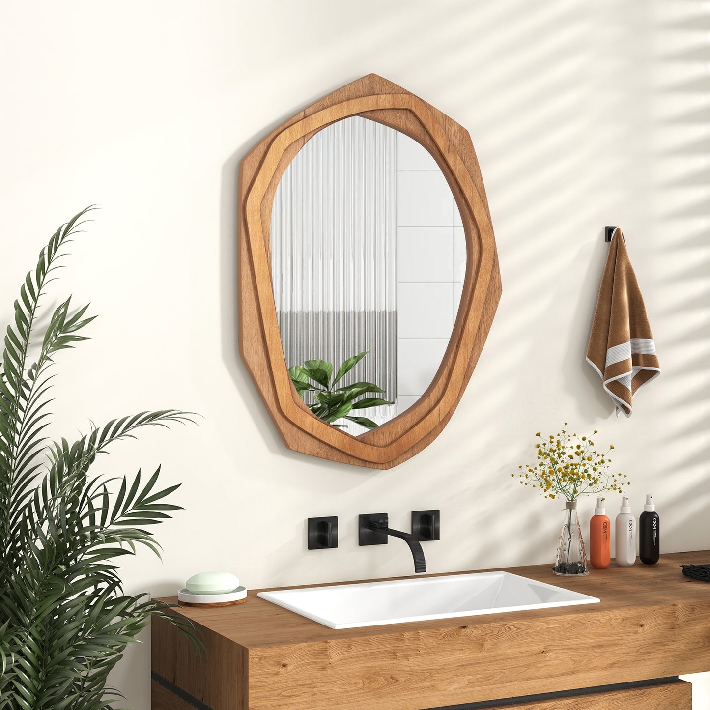 Large Irregular Shaped Wall Mirror with Waterproof Frame