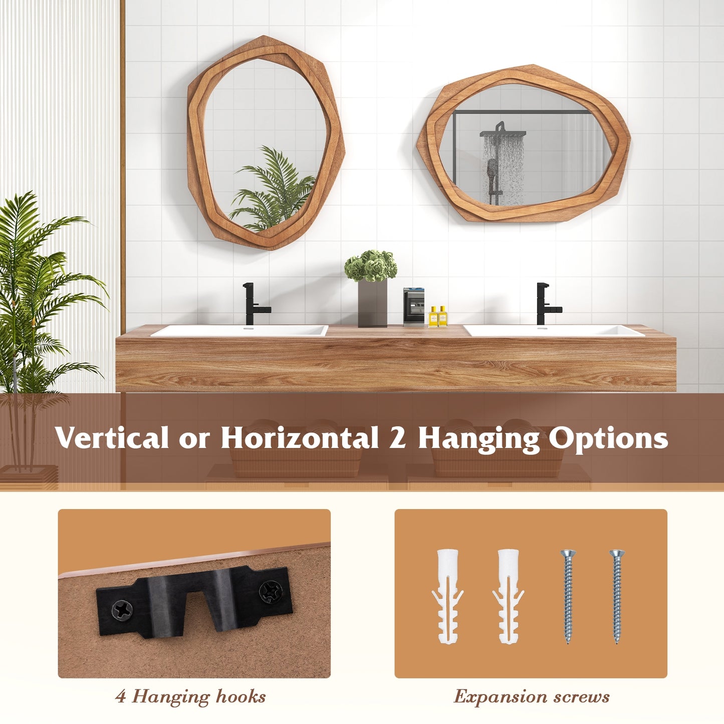 Large Irregular Shaped Wall Mirror with Waterproof Frame